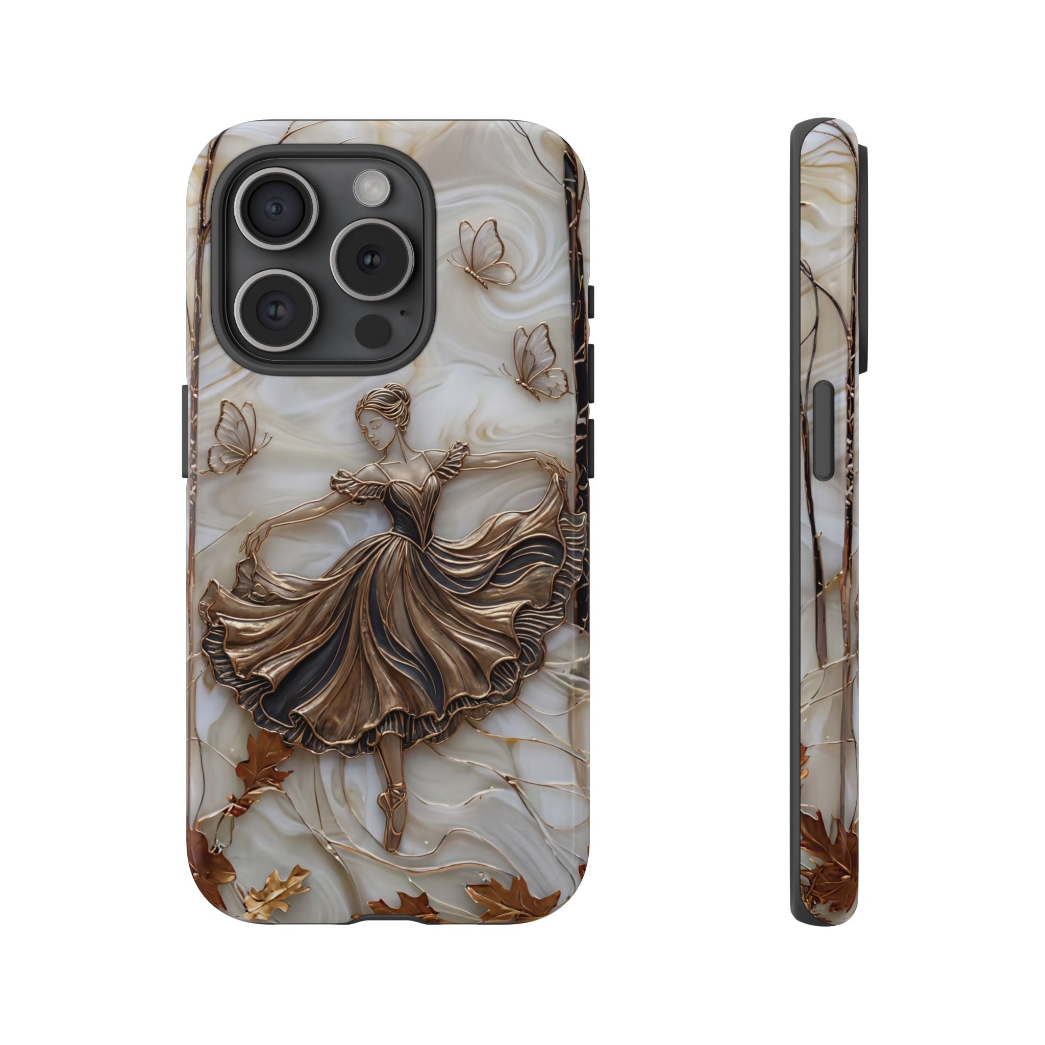 Elegant Bronze Ballerina Dance Design iPhone Case