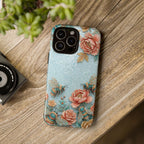 Cover protettiva per iPhone Api Floreali | Rosa Vintage e Turchese