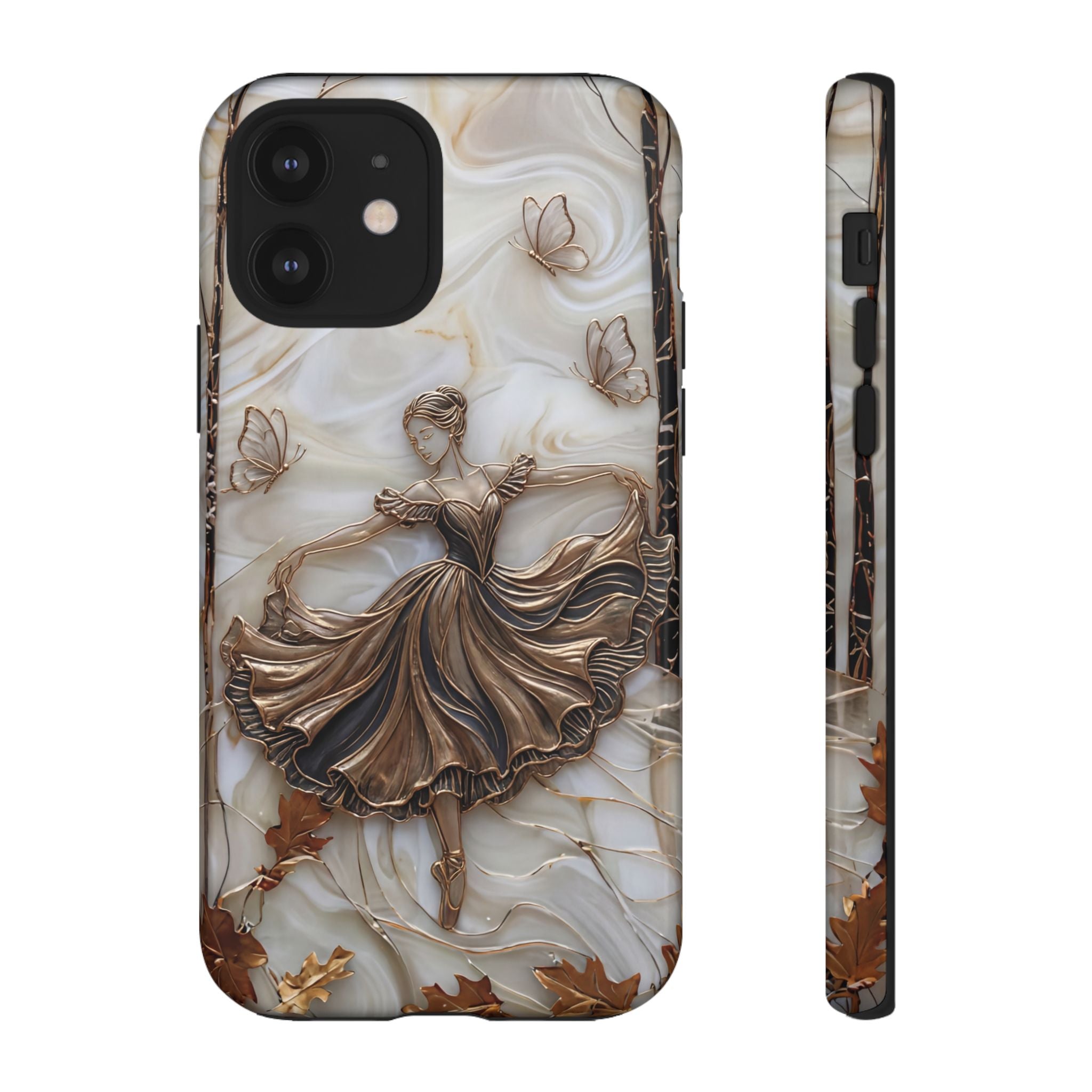 Elegant Bronze Ballerina Dance Design iPhone Case
