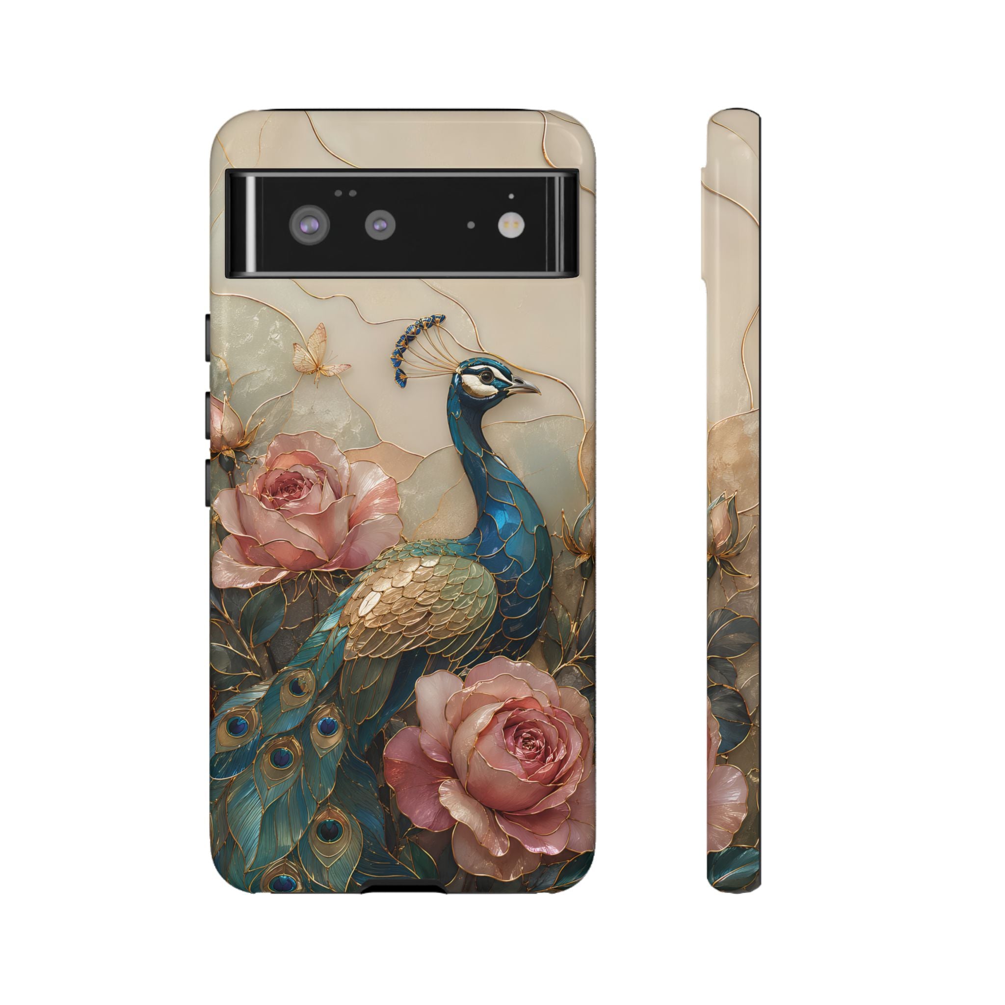 Peacock & Rose Google Pixel Phone Case | Vintage Floral Phone Case