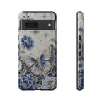 Custodia protettiva robusta per Google Pixel con farfalle Blue Moon | Fantasia floreale