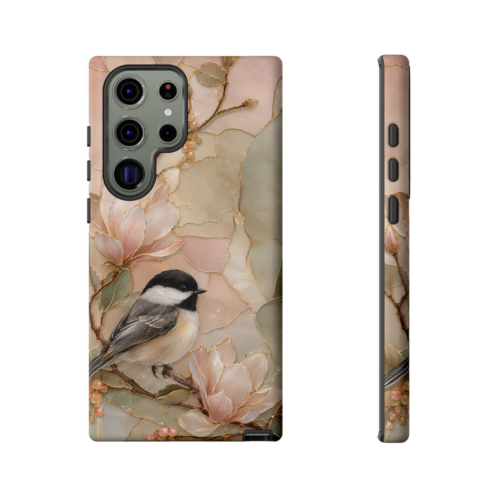 Chickadee Samsung Galaxy Phone Case | Magnolia Flower Phone Case