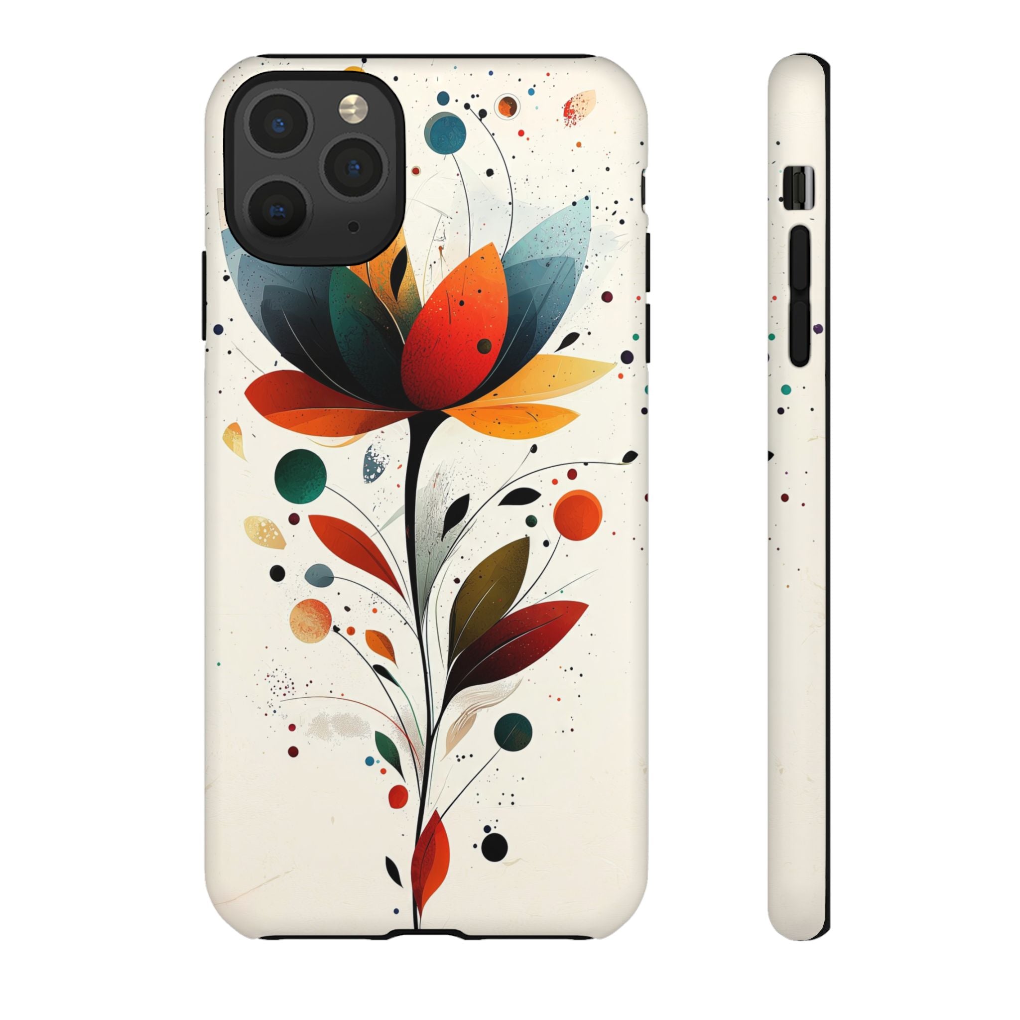 Floral Abstract Tough iPhone Case | Colourful Lotus Art Protective Cover