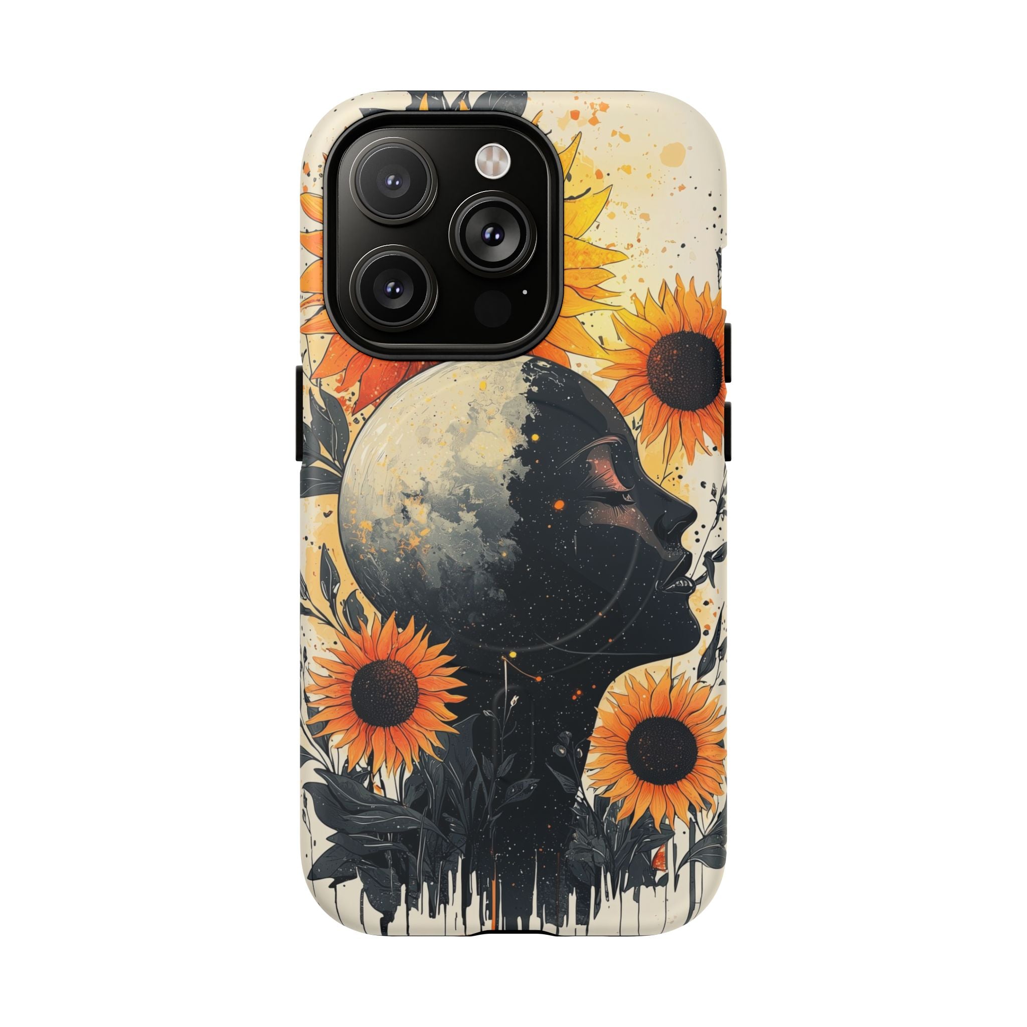 Custodia MagSafe per iPhone Sunflower Moon Art | Floreale Celeste