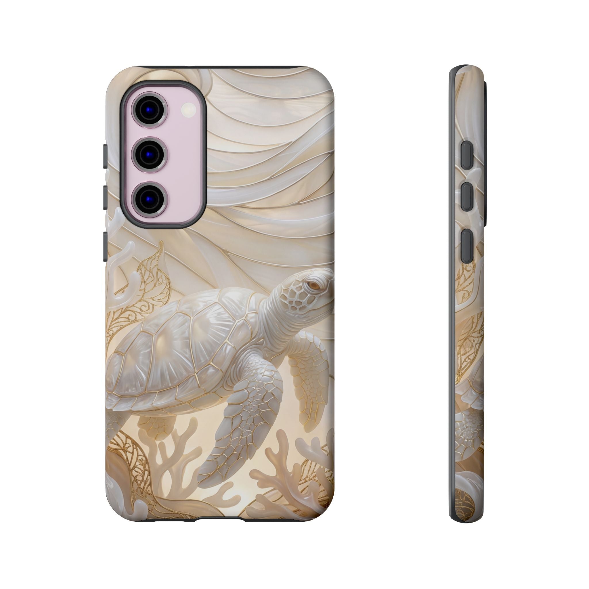 Sea Turtle Tough Samsung Galaxy Case — Elegant Nautical Coral Design