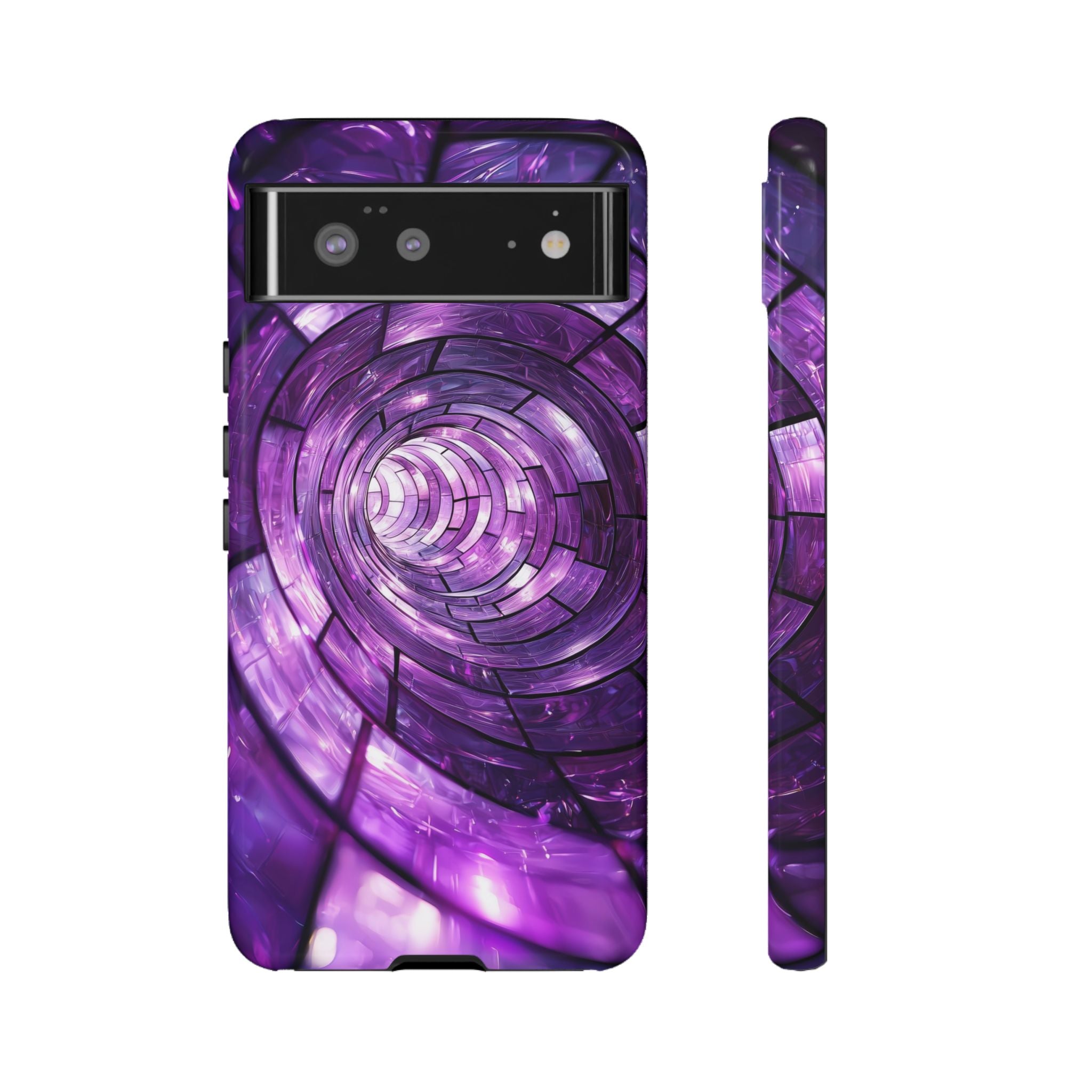 Purple Vortex Tough Google Pixel Case — Abstract Spiral Protective Cover