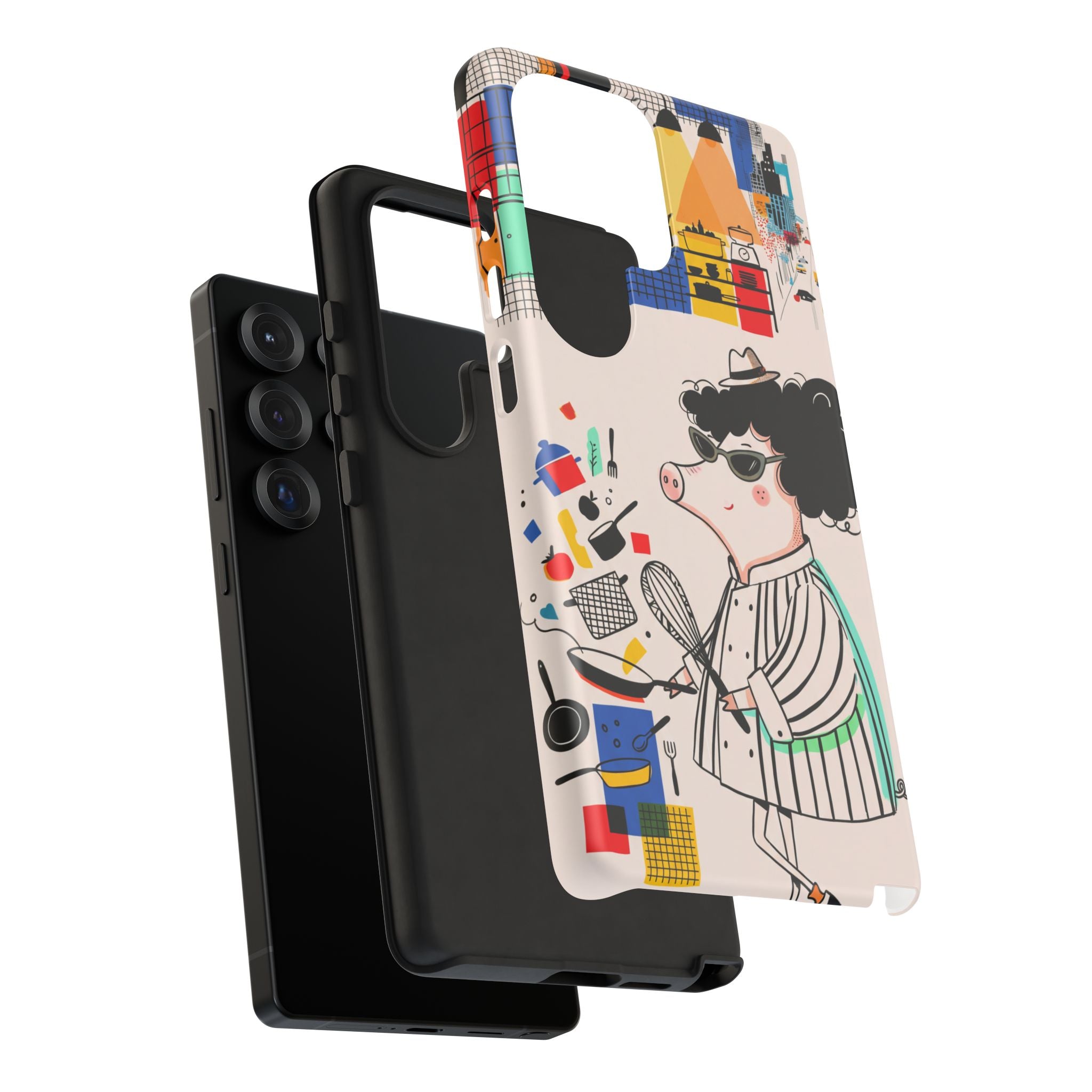 Cute Chef Pig Samsung Galaxy Phone Case | Quirky Cartoon Kitchen Art Tough Case