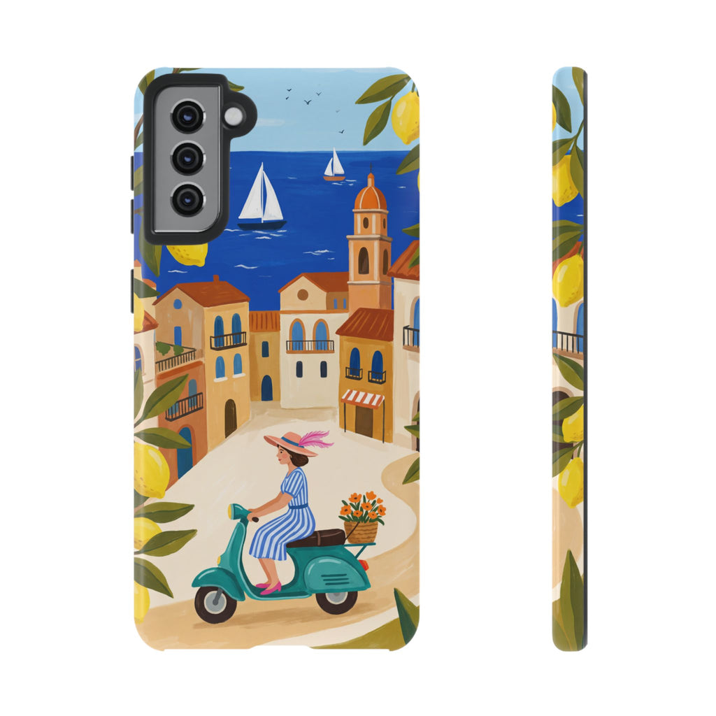 Mediterranean Scooter Samsung Galaxy Phone Case | Coastal Lemon Grove Design