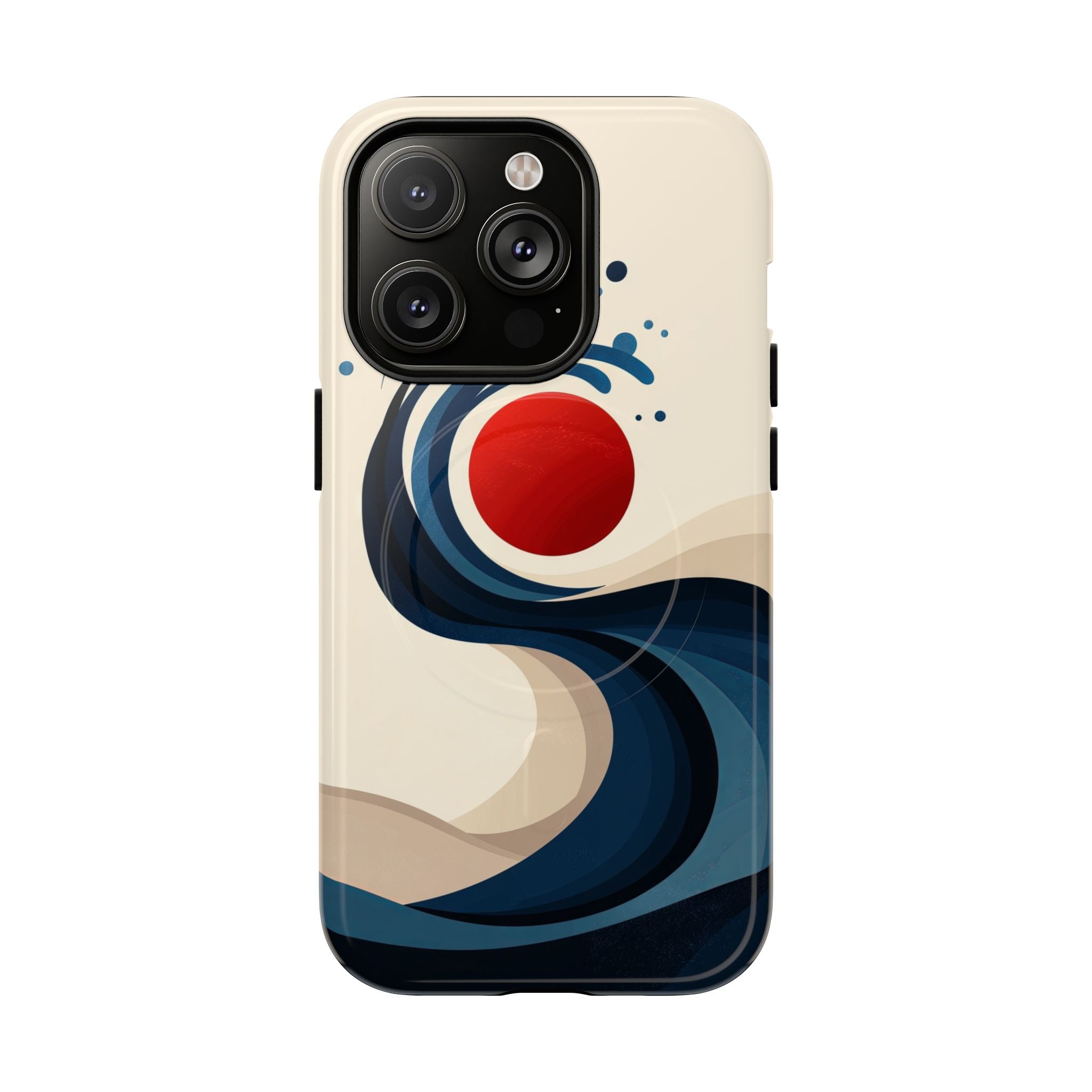 Abstract Wave MagSafe iPhone Case | Red Sun Ocean Art