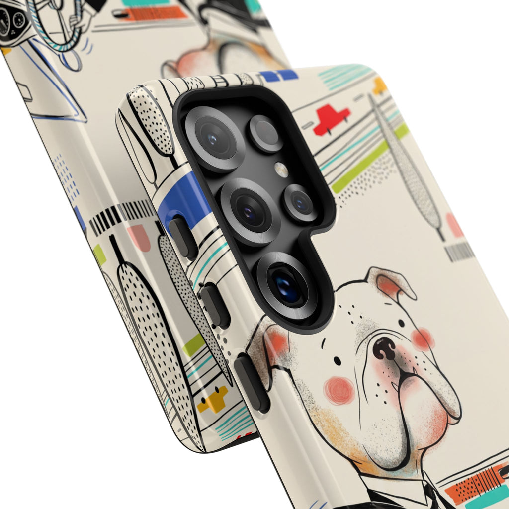 Bulldog Driver Samsung Galaxy Phone Case | Cute Retro Dog Illustration
