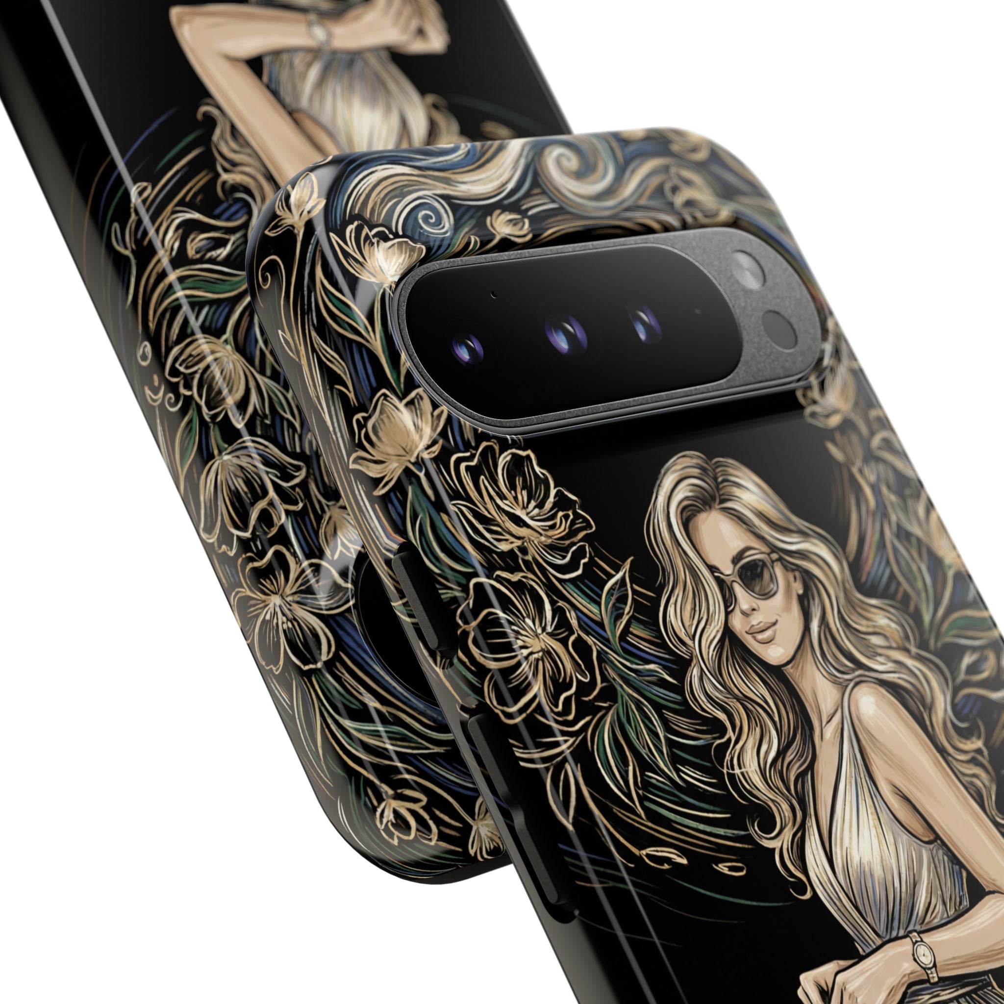 Stylish Woman Floral Wreath Tough Google Pixel Phone Case