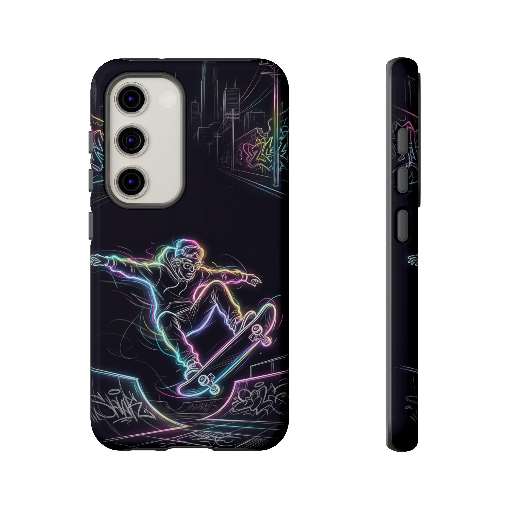 Neon Skateboard Samsung Galaxy Phone Case | Glow Skatepark Protective Cover