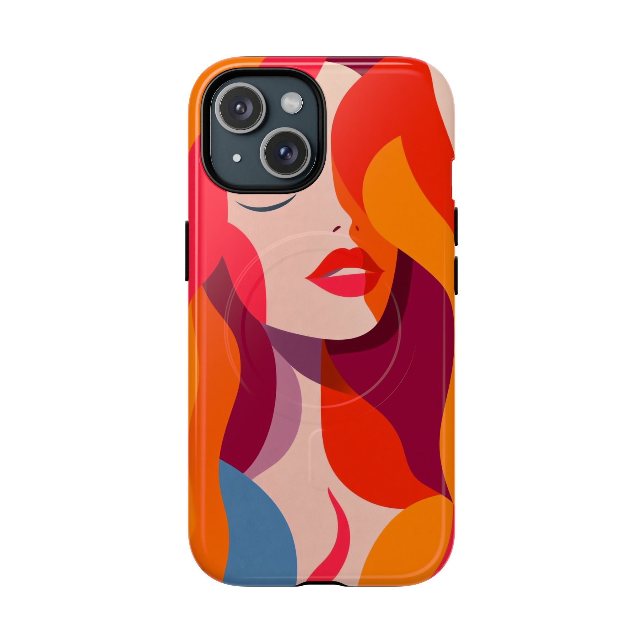 Custodia MagSafe per iPhone con donna pop art retrò | Ritratto astratto colorato e audace