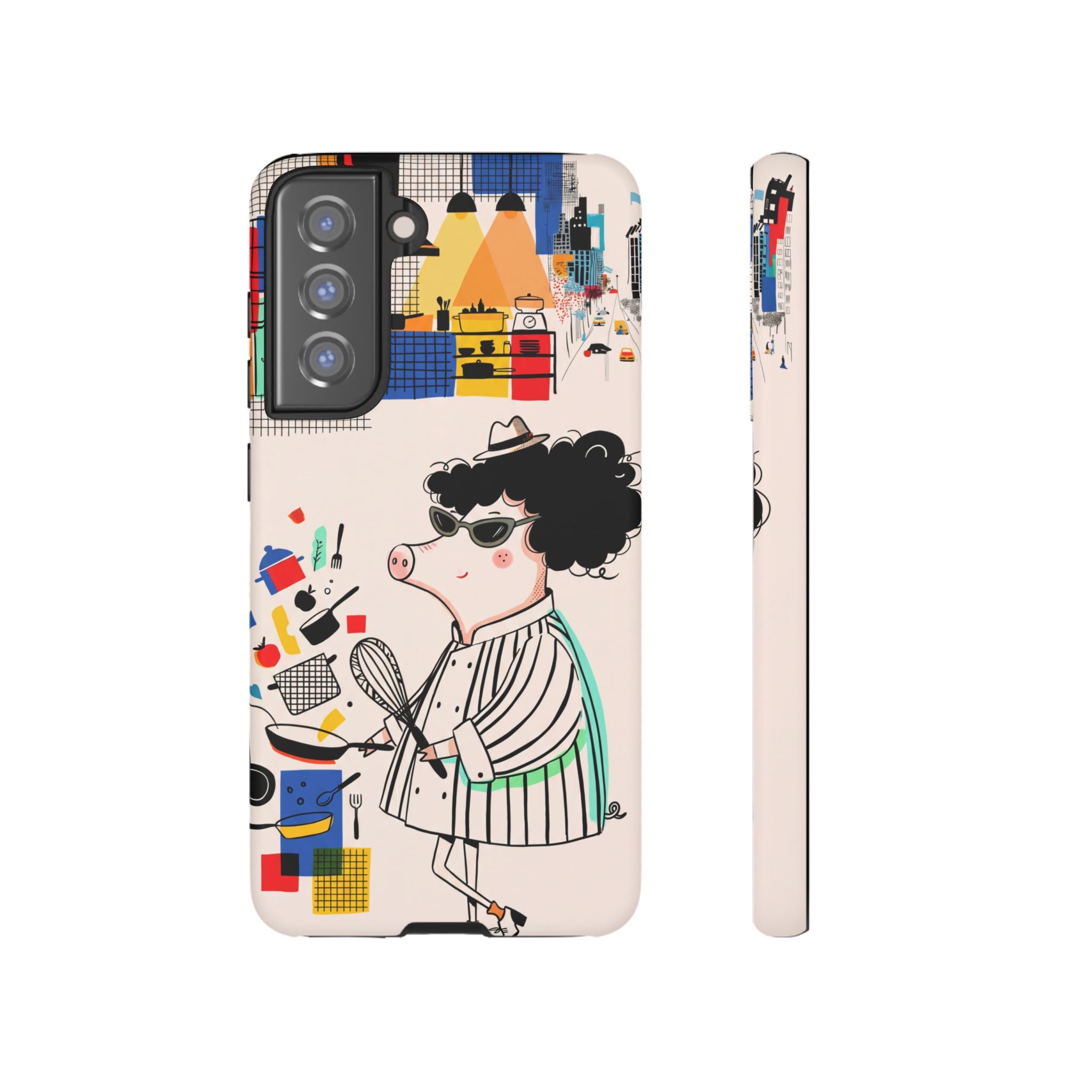 Cute Chef Pig Samsung Galaxy Phone Case | Quirky Cartoon Kitchen Art Tough Case