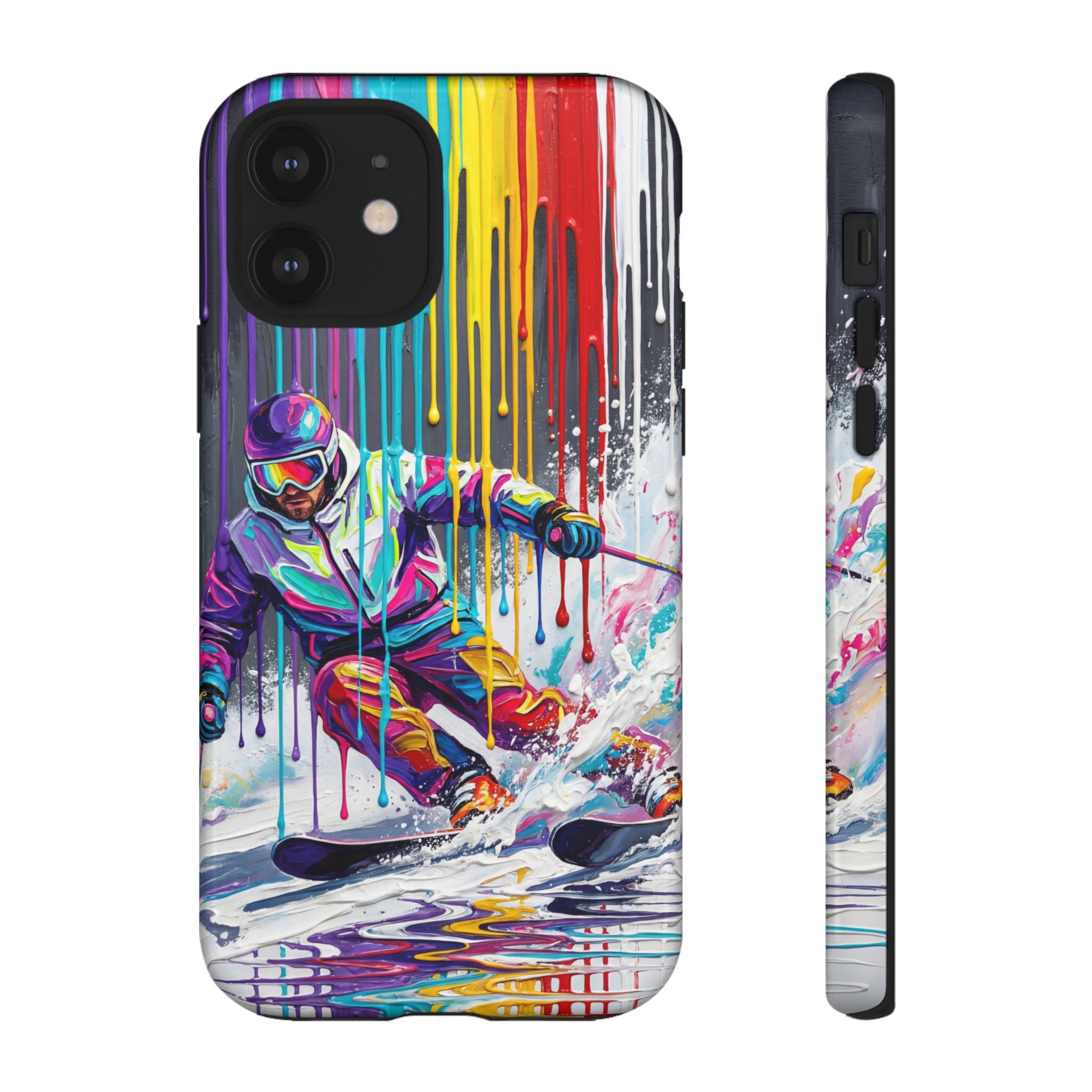 Colourful Skiing Drip Art Tough iPhone Case