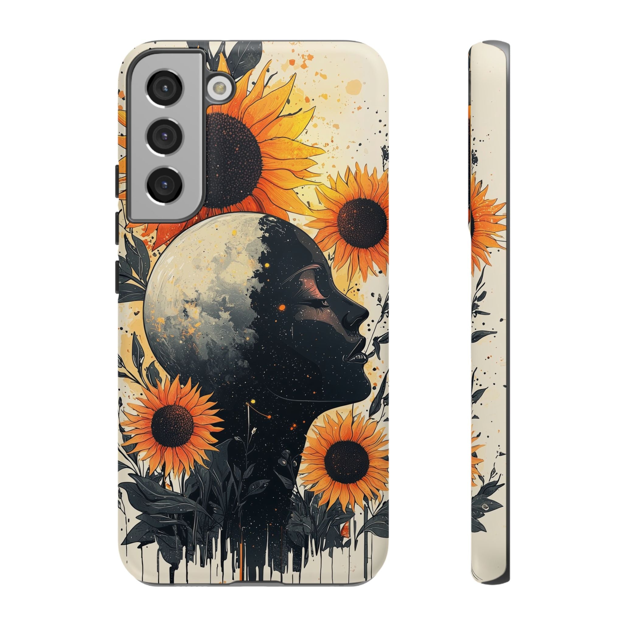 Sunflower Moon Art Samsung Galaxy Case | Floral Celestial