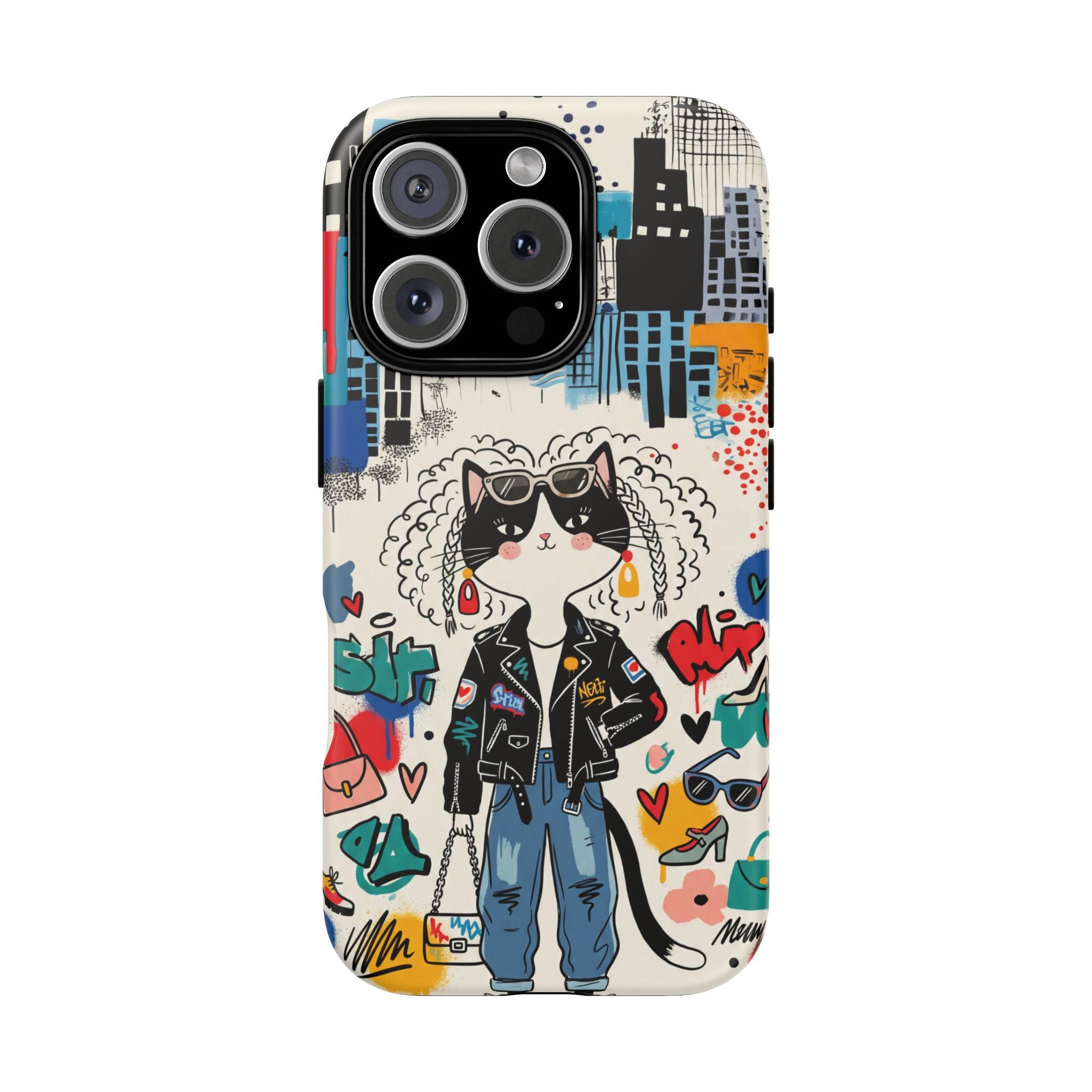 Punk City Cat Graffiti Design iPhone Case