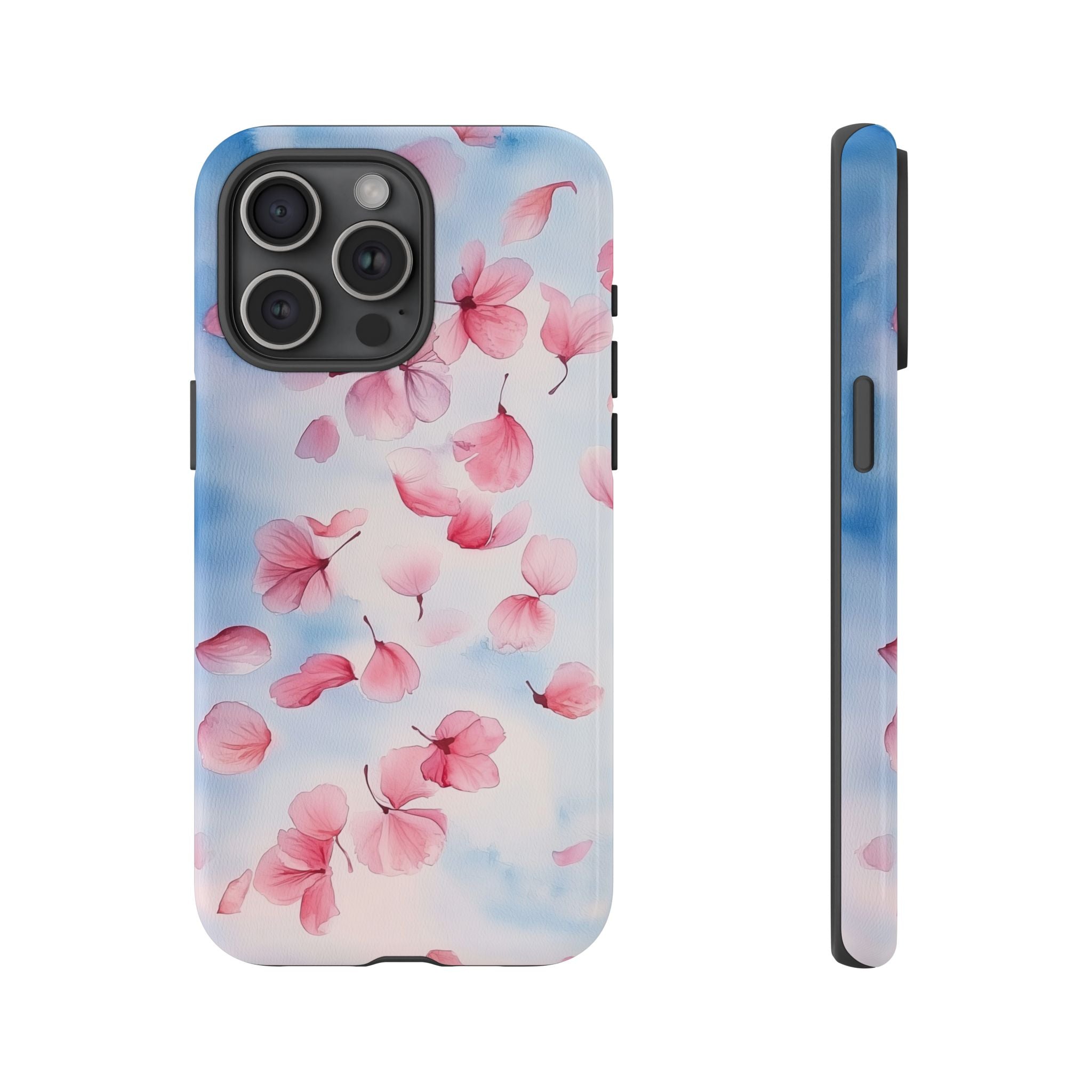 Floral Petal Tough iPhone Case | Pink Falling Blossoms