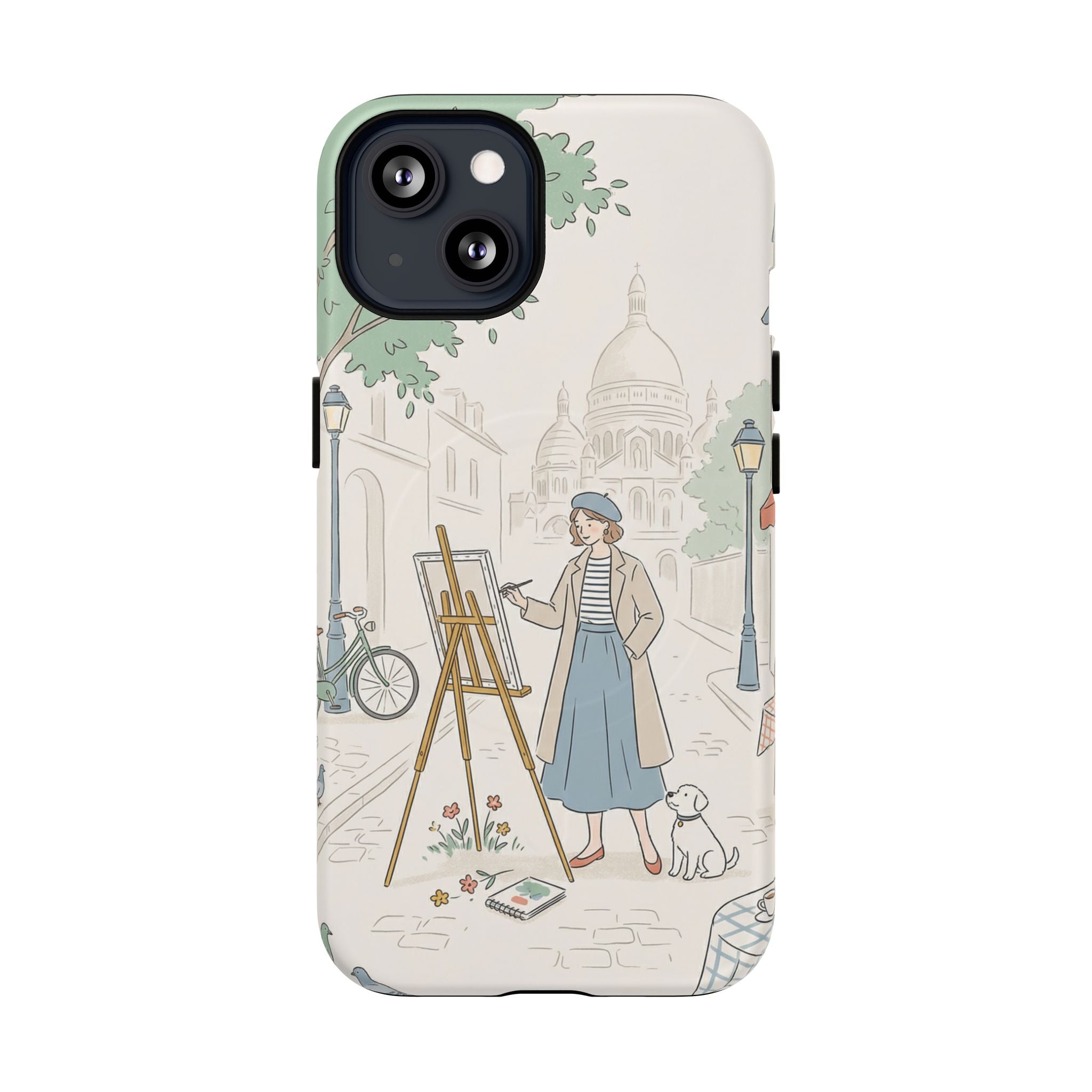 Artist in Paris MagSafe iPhone Case | Vintage Painter Street Scene Protective Cover