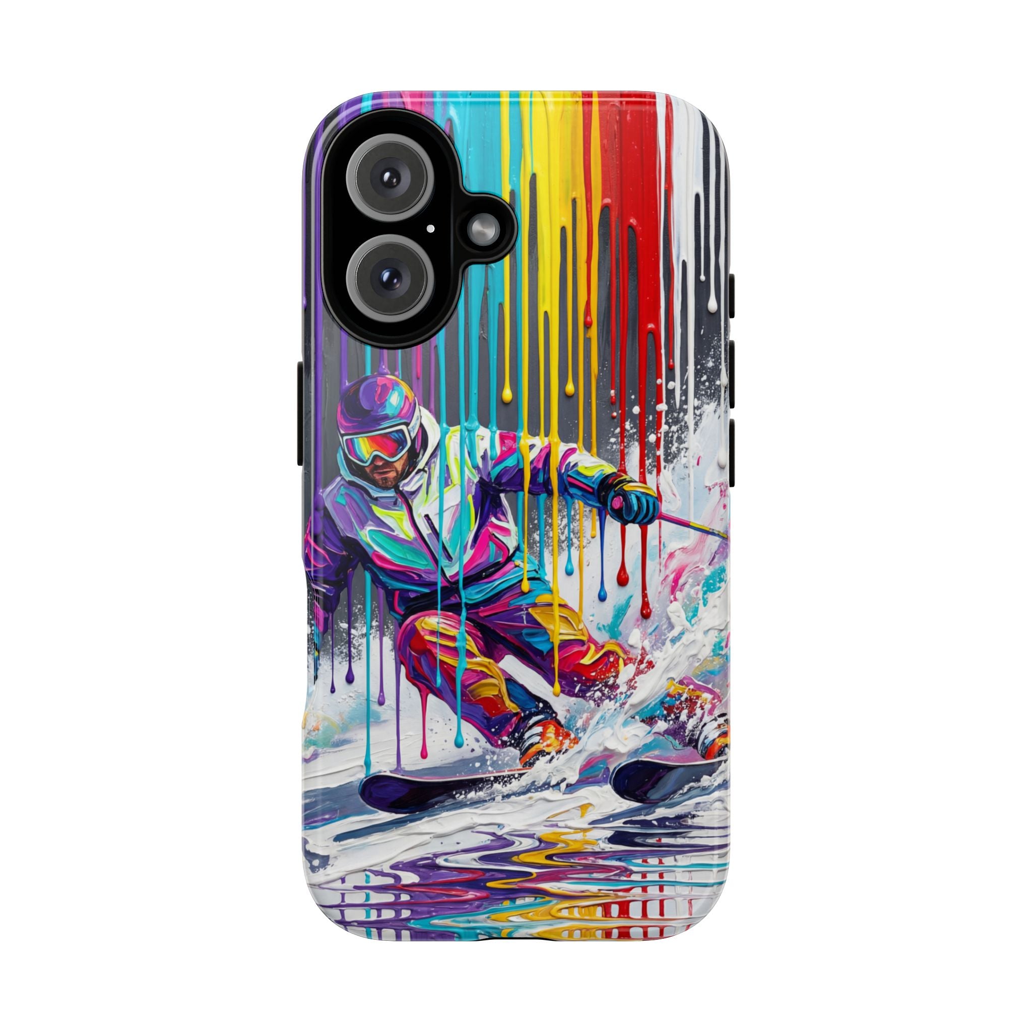 Colourful Skiing Drip Art Tough iPhone Case