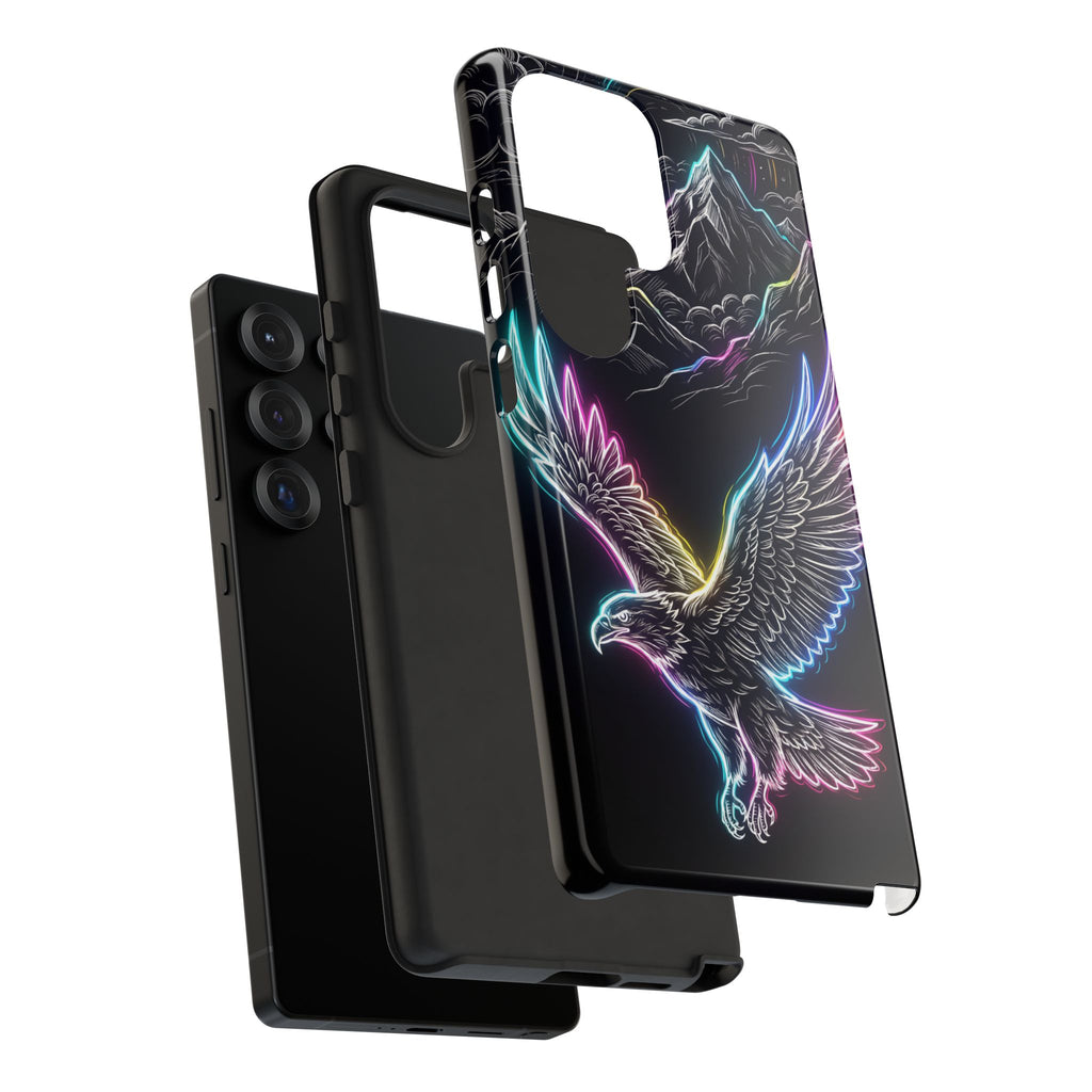 Neon Eagle Samsung Galaxy Phone Case with Mountain Design