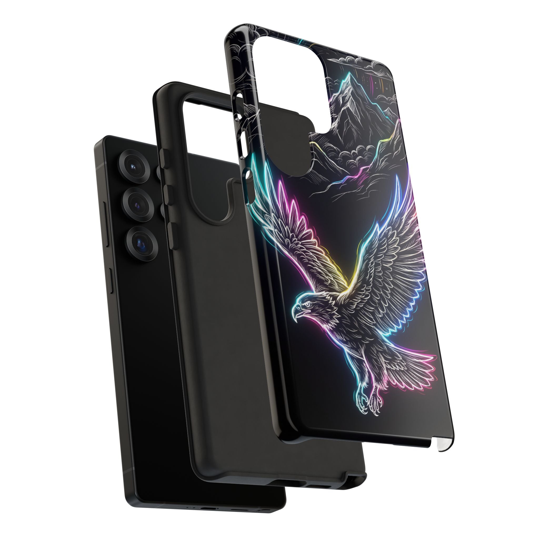 Neon Eagle Samsung Galaxy Phone Case with Mountain Design