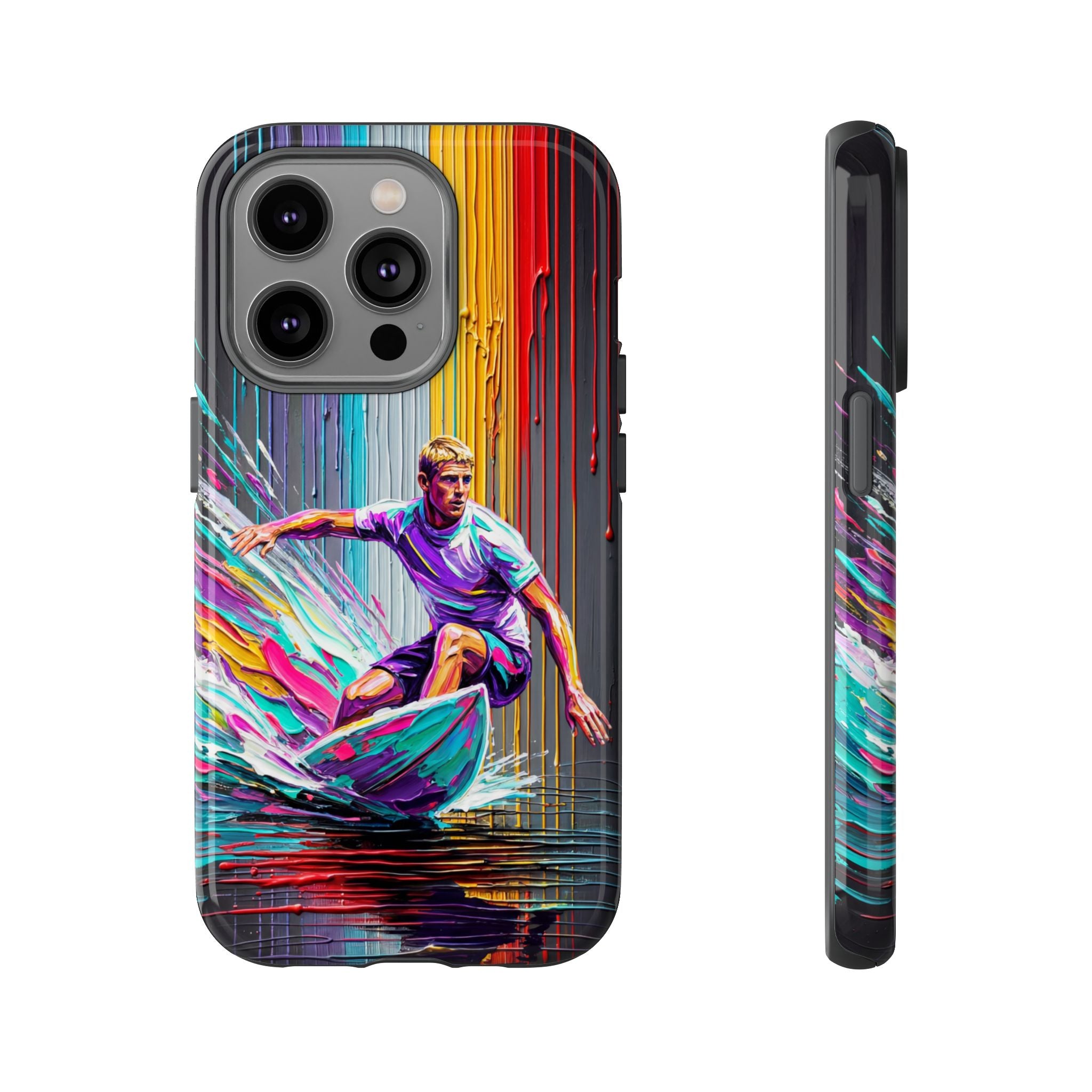 Surfing Art iPhone Case | Colourful Wave Surfer Protective Cover