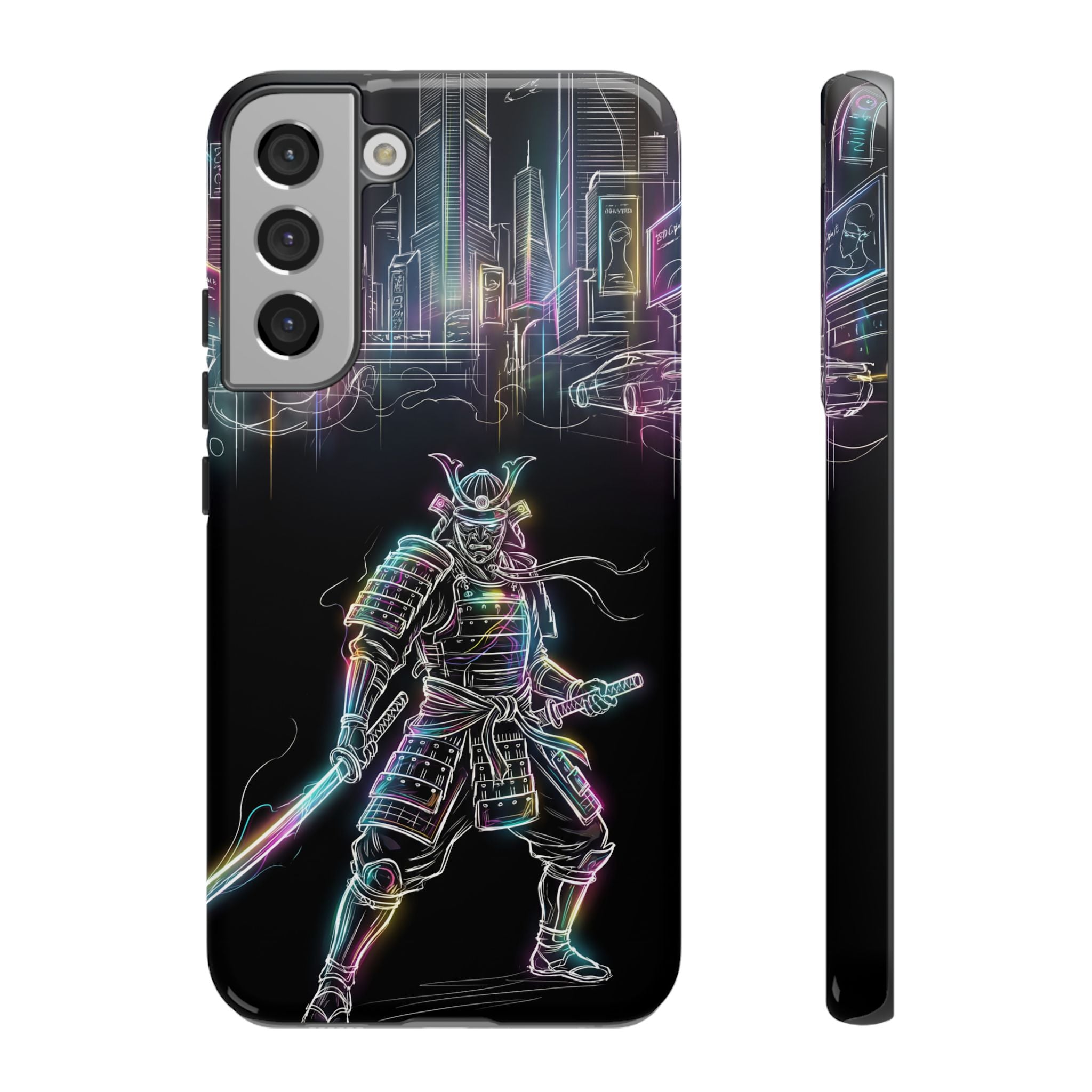 Neon Samurai Samsung Galaxy Phone Case | Cyberpunk City Armor