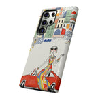 Stylish Riviera Samsung Galaxy Phone Case | Chic Retro Woman in Convertible Design