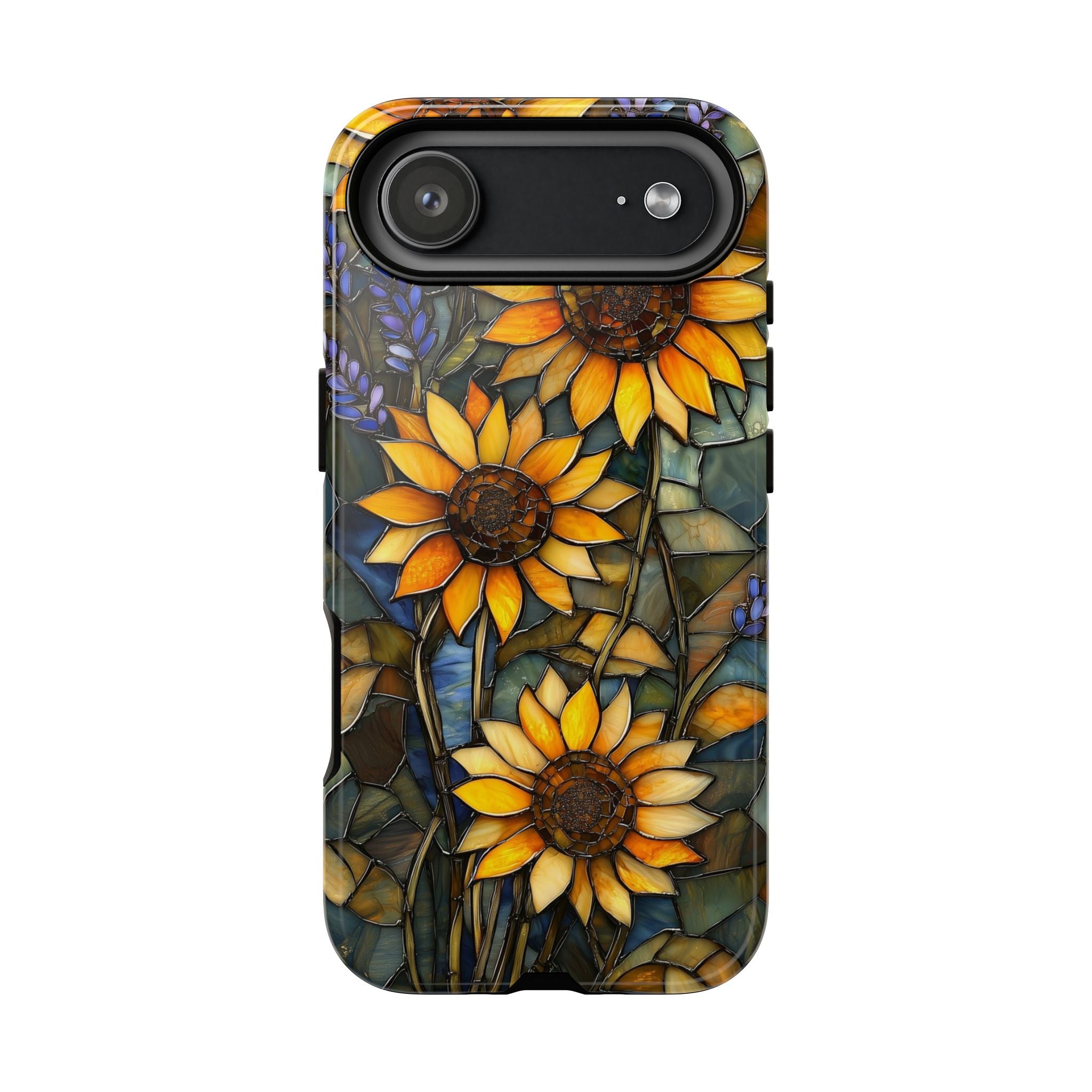 Sunflower Stained Glass Tough iPhone Case | Floral Protective Cover
