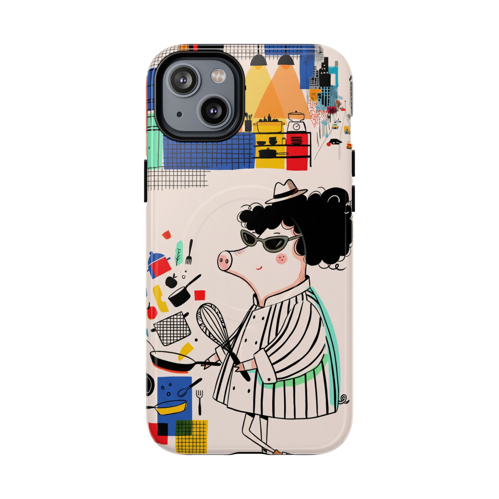 Cute Chef Pig MagSafe iPhone Case | Quirky Cartoon Kitchen Art Tough Case