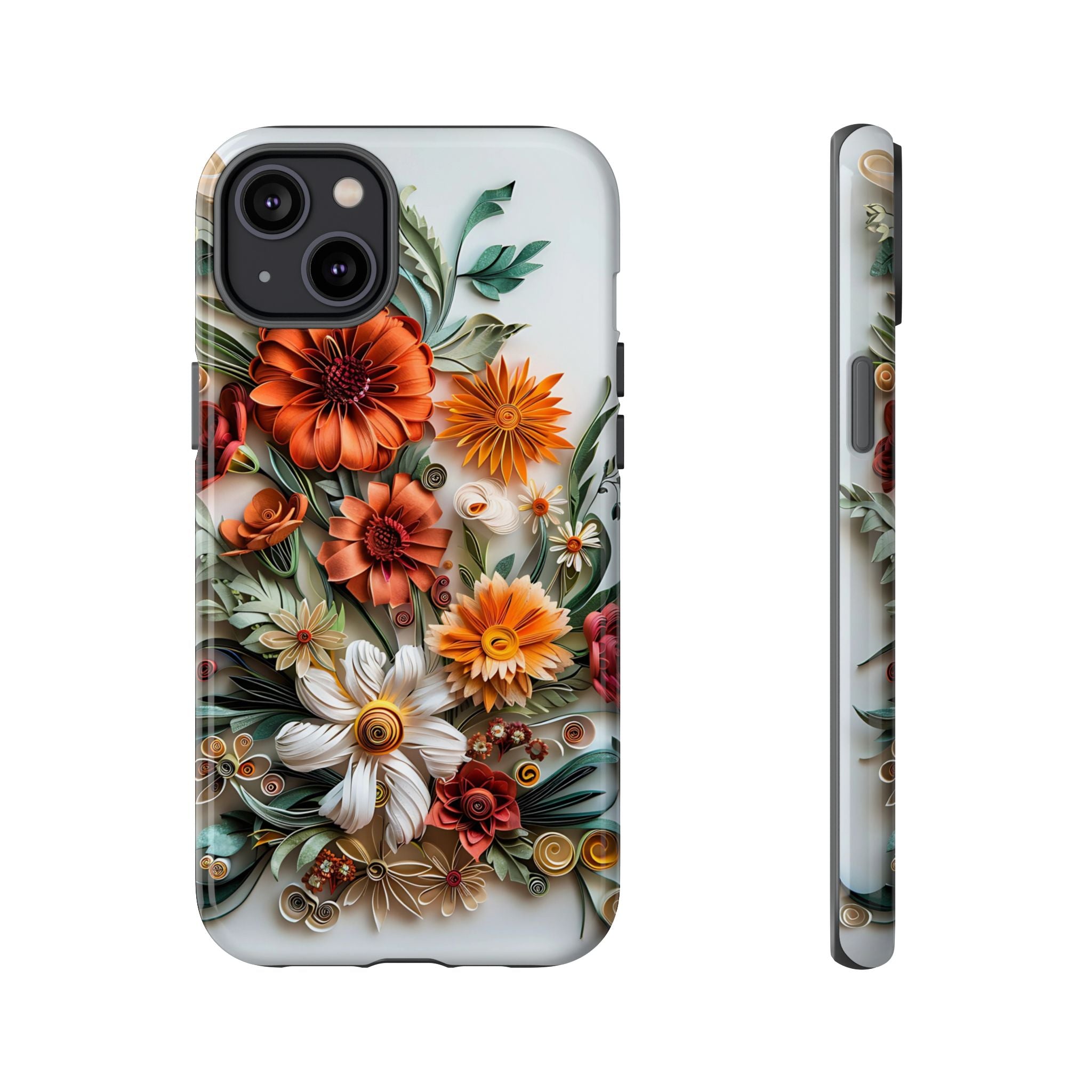 Floral Quilling Tough iPhone Case — Orange Daisy