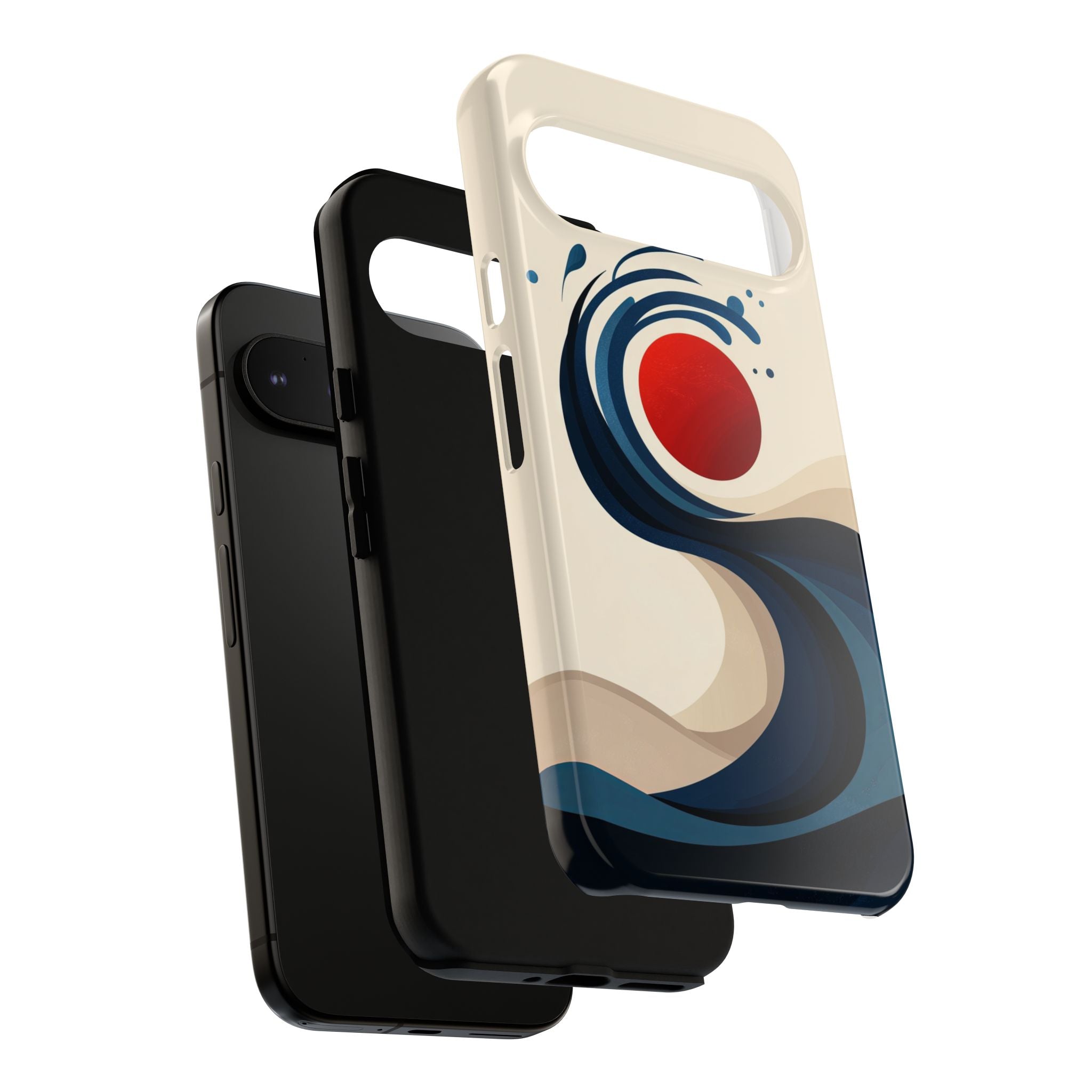 Abstract Wave Google Pixel Case | Red Sun Ocean Art