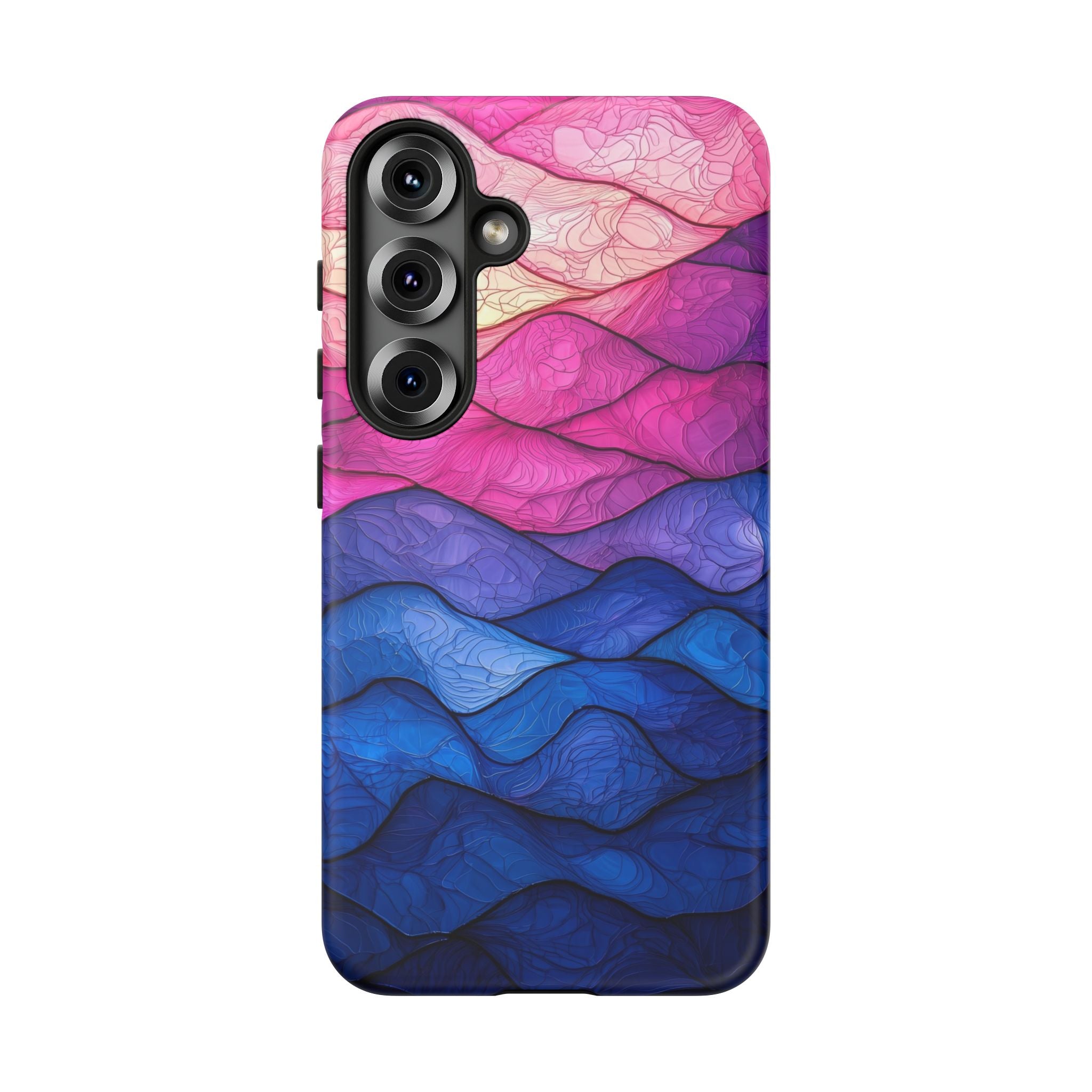 Abstract Ocean Waves Samsung Galaxy Case — Pink & Blue Gradient Tough Case