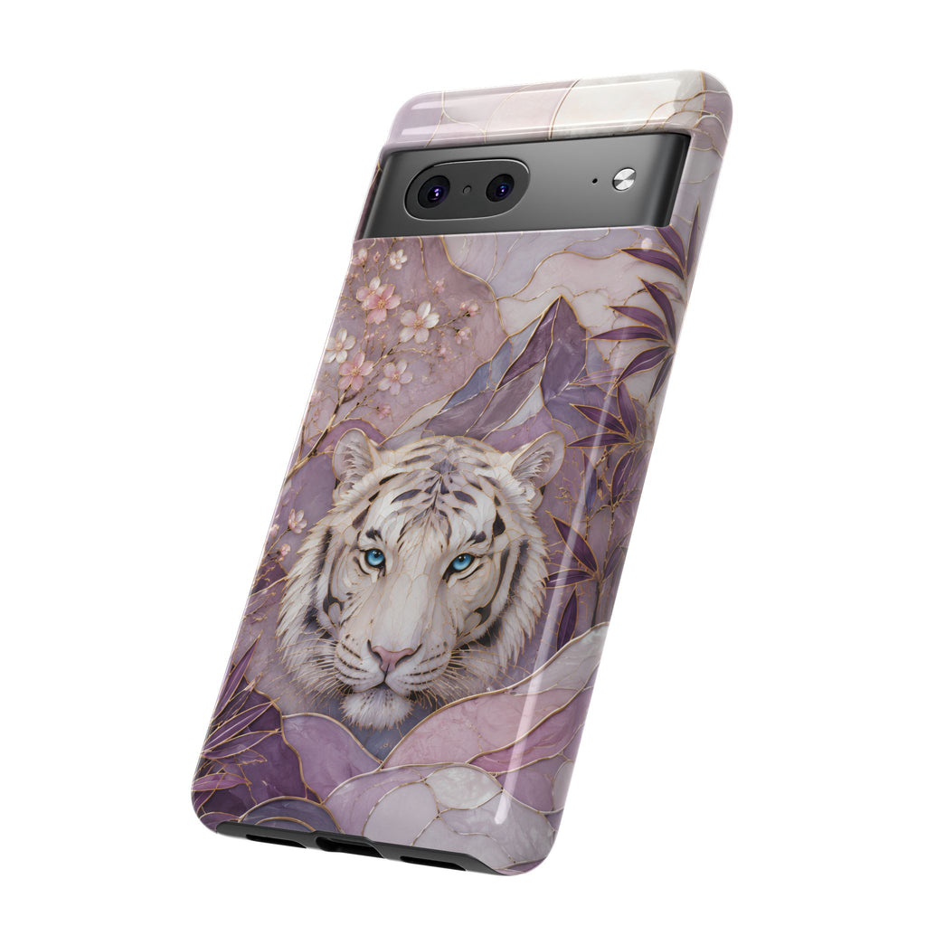 White Tiger Google Pixel Phone Case | Cherry Blossom Art Cover