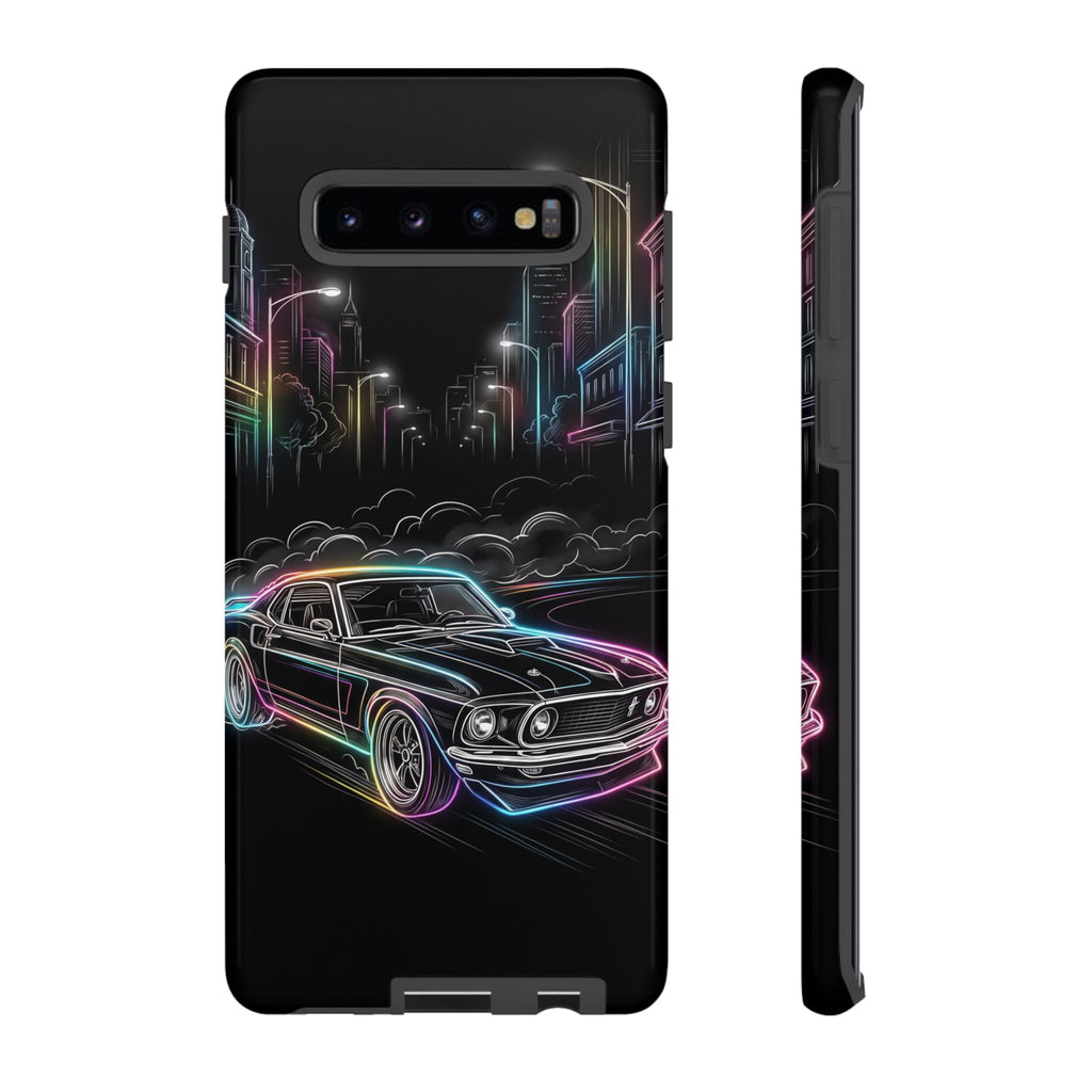 Neon Muscle Car Samsung Galaxy Phone Case | Retro City Nightscape
