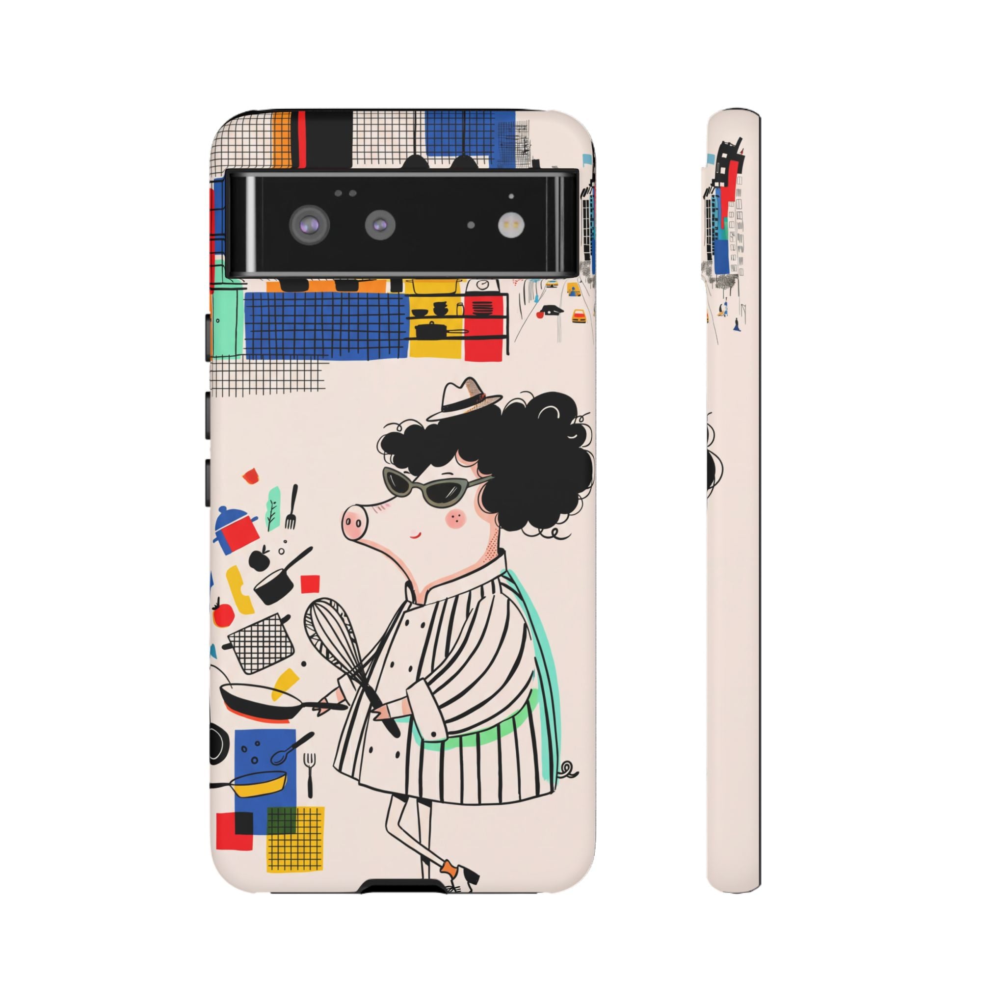 Cute Chef Pig Google Pixel Phone Case | Quirky Cartoon Kitchen Art Tough Case