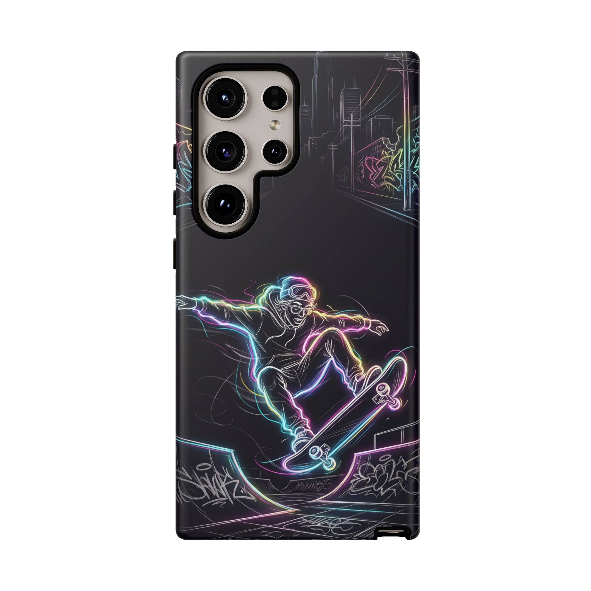 Neon Skateboard Samsung Galaxy Phone Case | Glow Skatepark Protective Cover