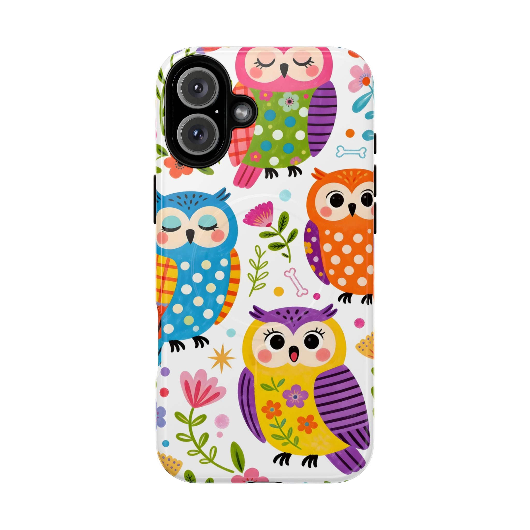Cute Colorful Owls MagSafe iPhone Case | Cute Owl Pattern Tough Case