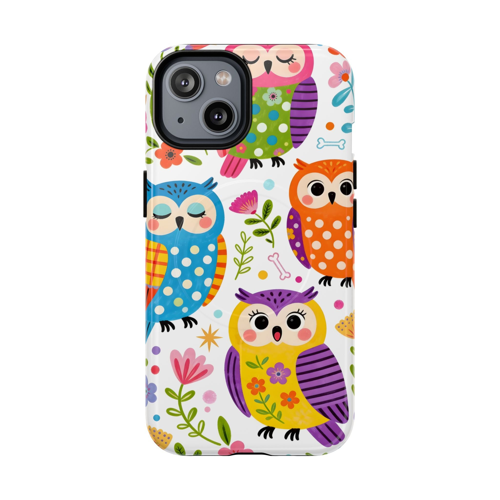 Cute Colorful Owls MagSafe iPhone Case | Cute Owl Pattern Tough Case