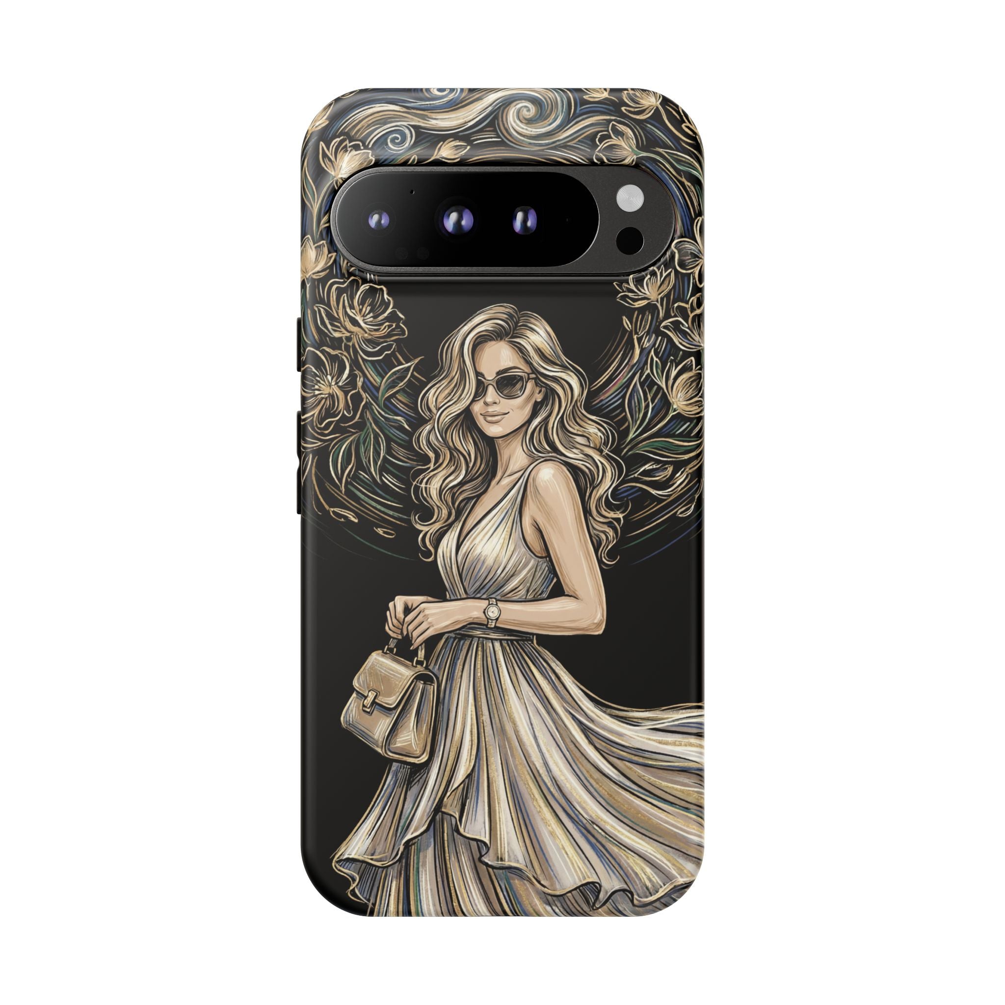 Stylish Woman Floral Wreath Tough Google Pixel Phone Case