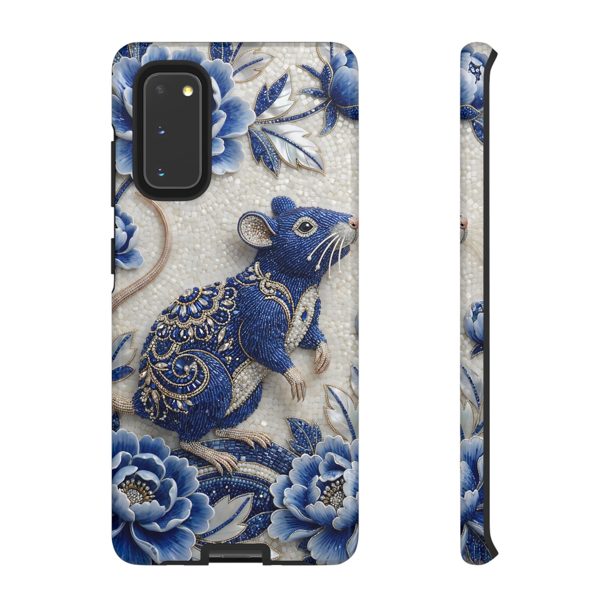 Asian Zodiac Rat Samsung Galaxy Phone Case | Blue & White Porcelain Art Slim Protective iPhone Case | Year of the Rat Gift
