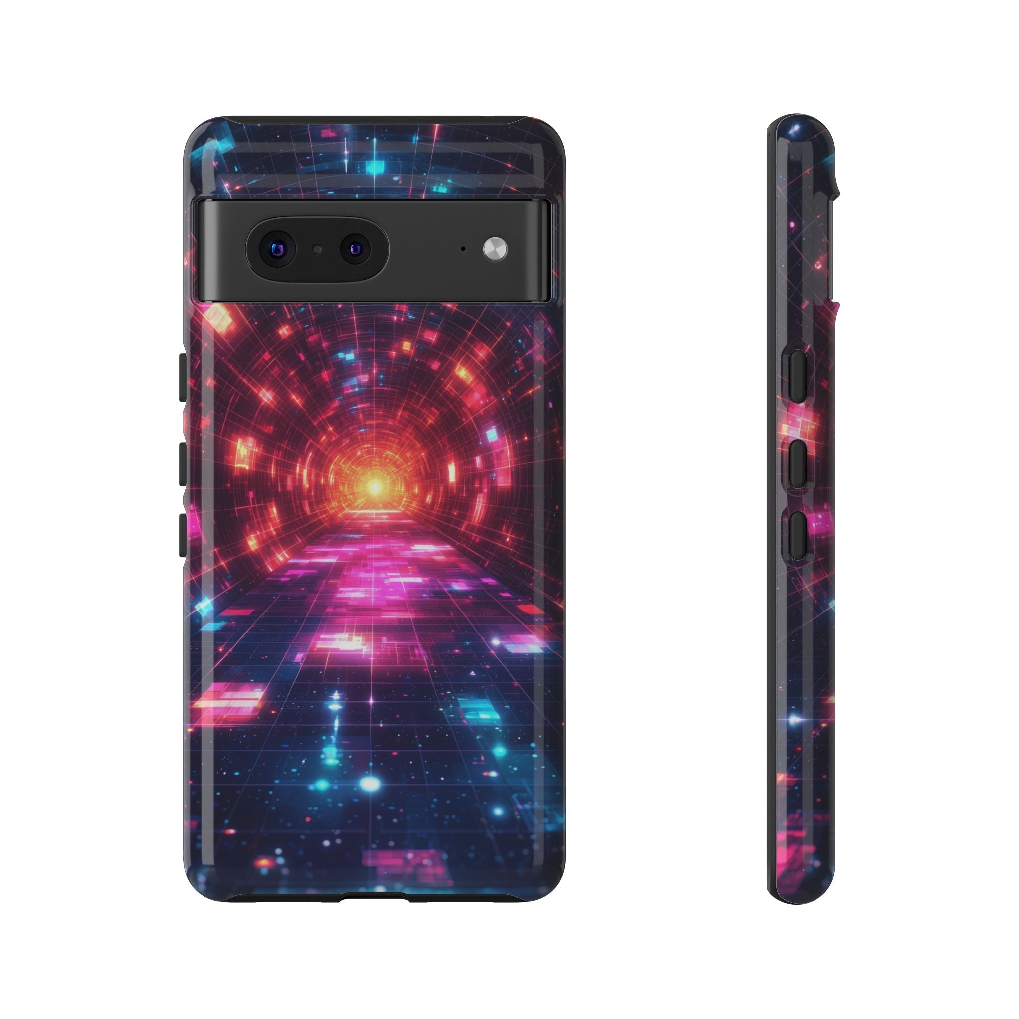 Neon Tunnel Tough Google Pixel Case — Retro Futuristic Galaxy Design