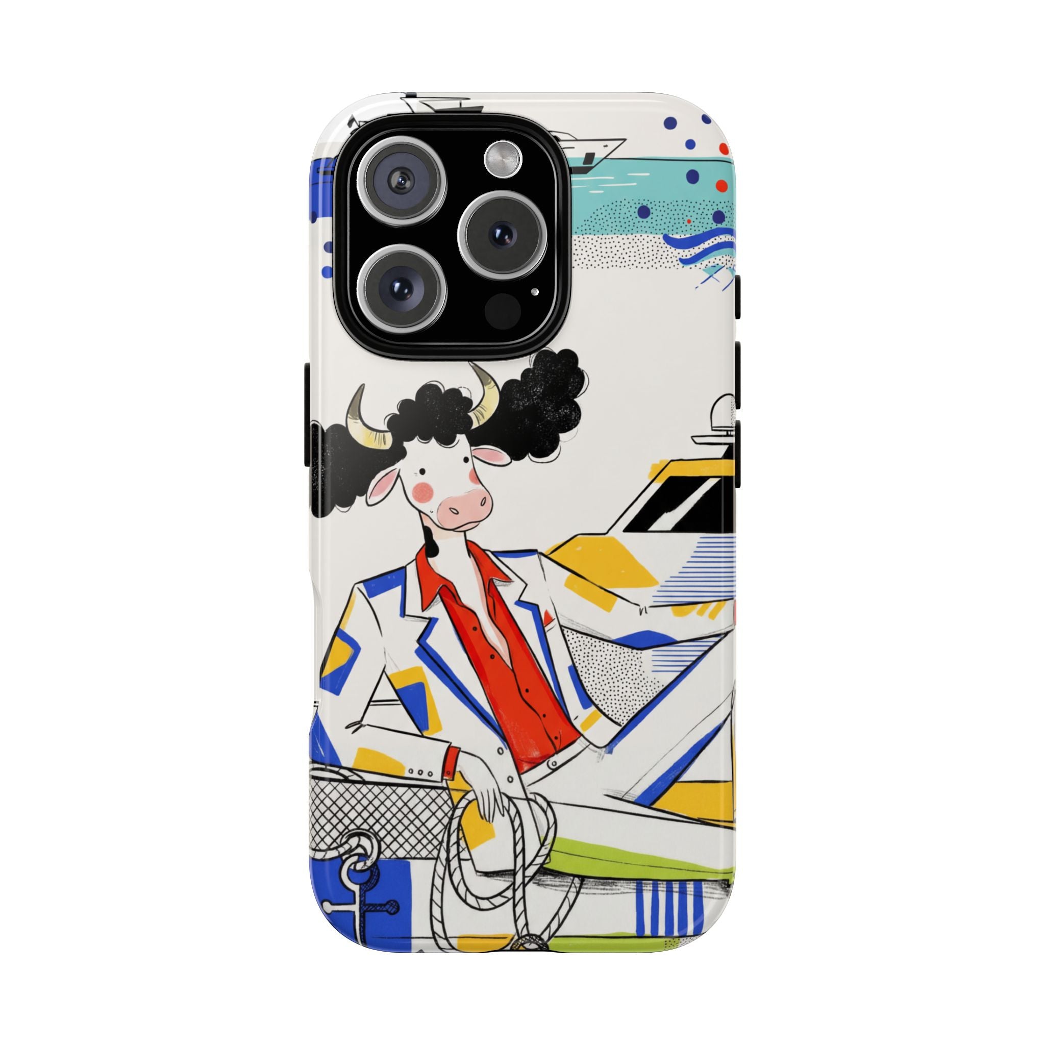 Nautical Cow Graphic Protective iPhone Case