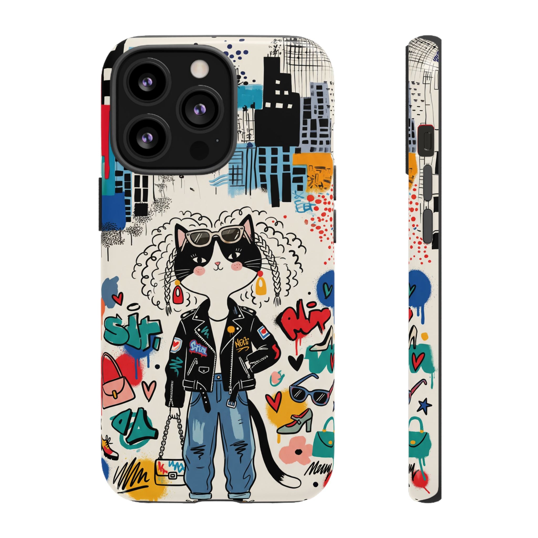 Punk City Cat Graffiti Design iPhone Case