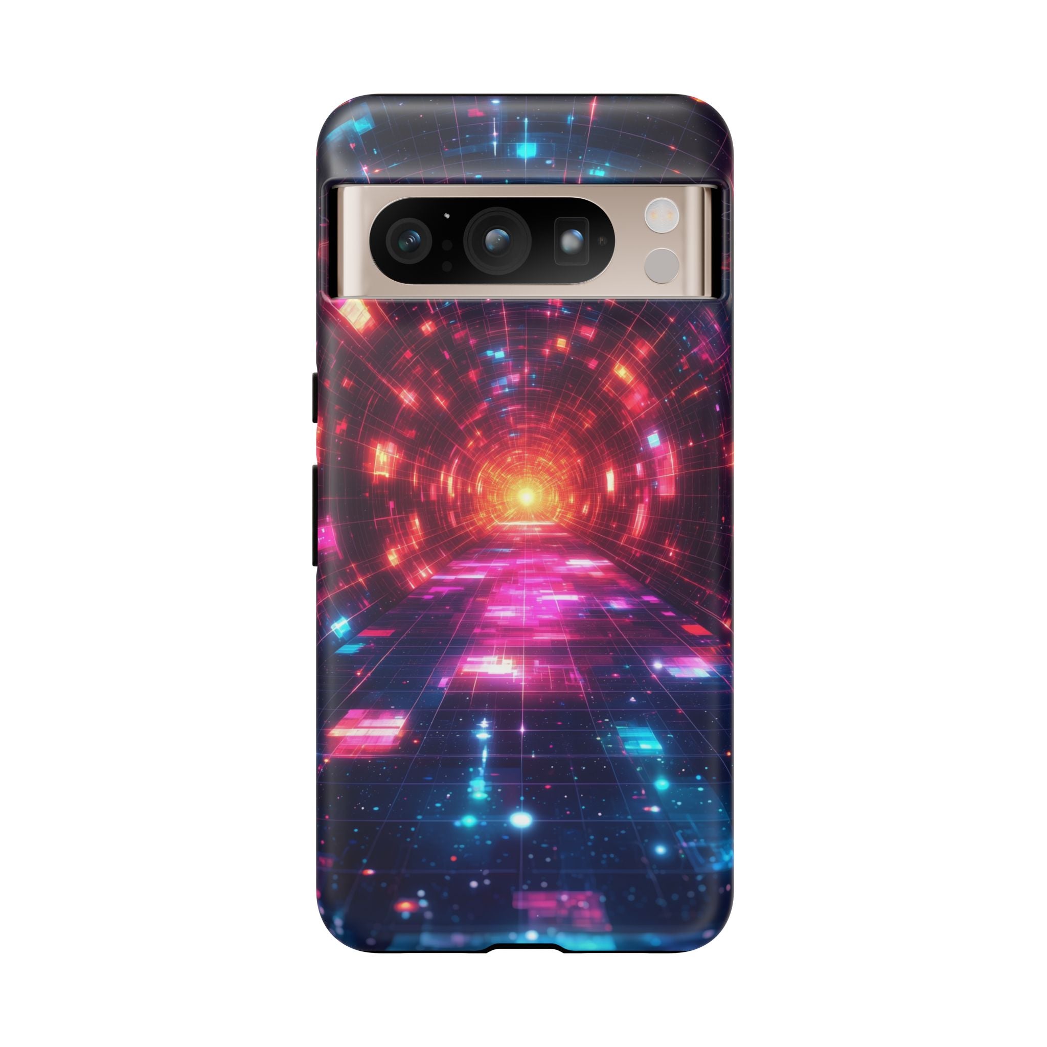 Neon Tunnel Tough Google Pixel Case — Retro Futuristic Galaxy Design