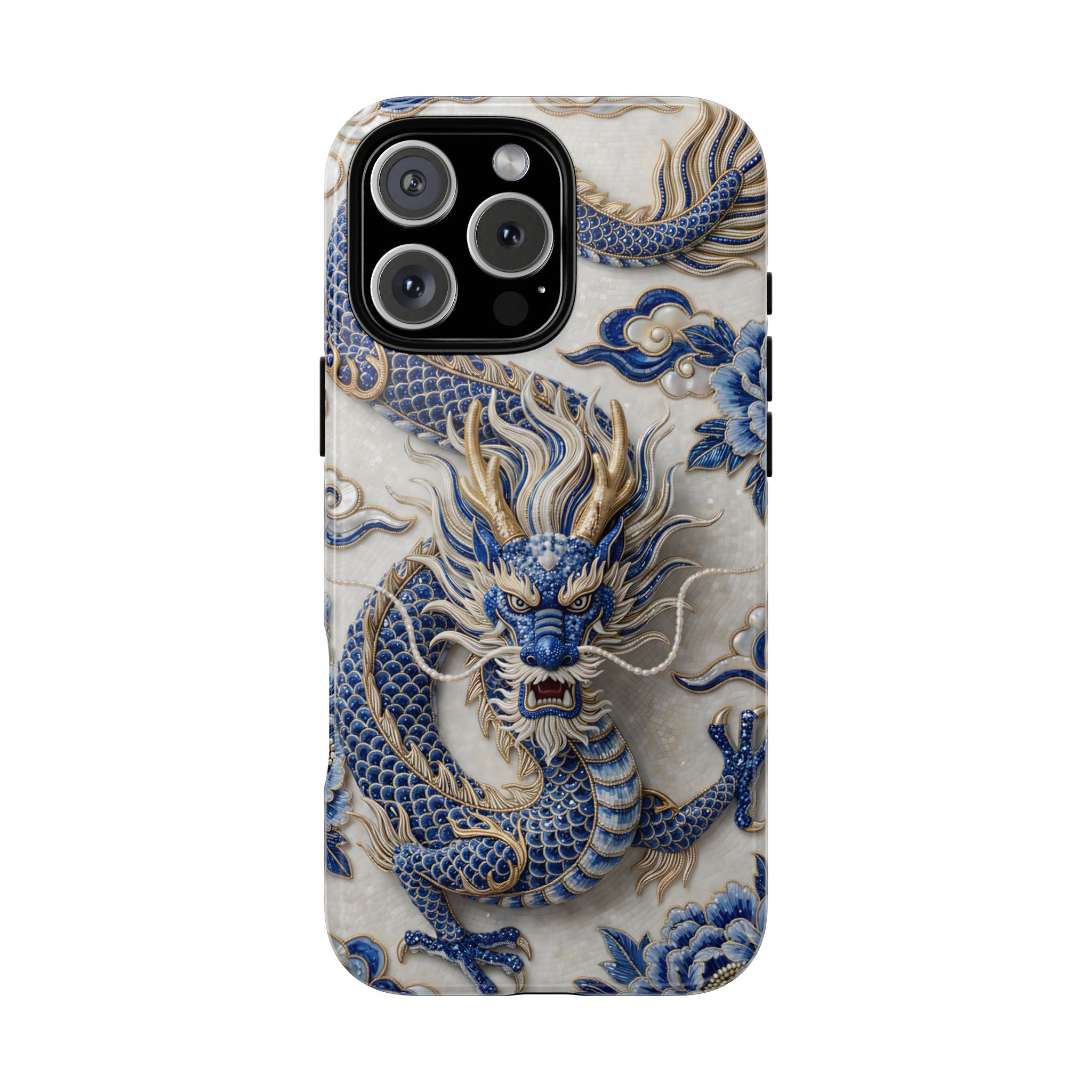Asian Zodiac Dragon iPhone Case | Blue & White Porcelain Luxury Protective Case | Year of the Dragon Gift
