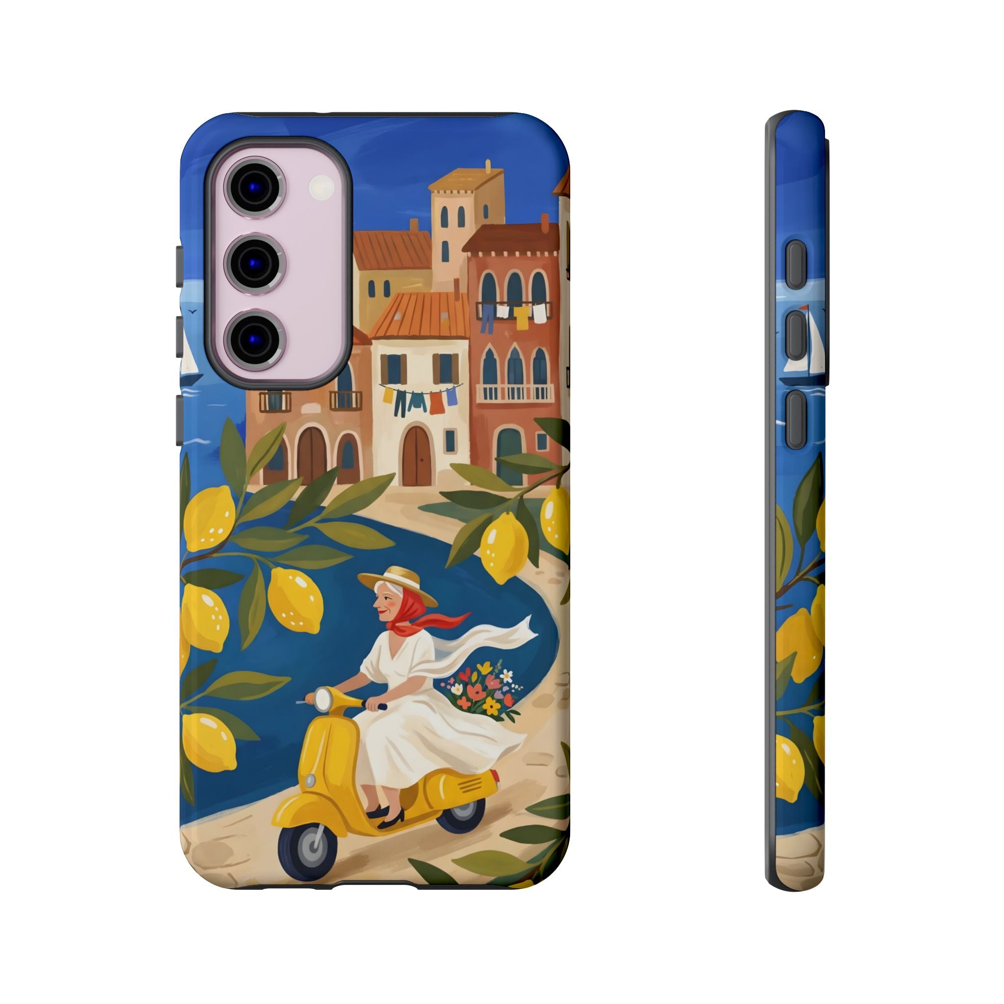 Lemon Coast Scooter Samsung Galaxy Phone Case | Mediterranean Vespa Travel Designn