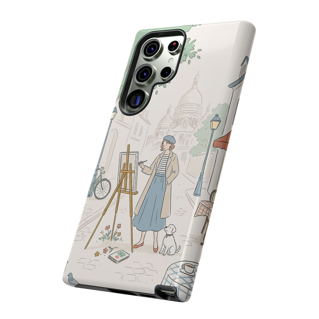 Artist in Paris Samsung Galaxy Phone Case | Vintage Painter Street Scene Protective Cover