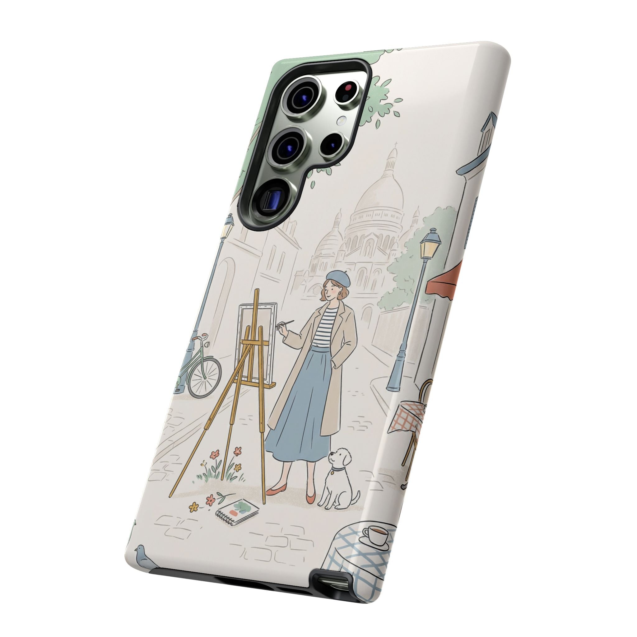 Artist in Paris Samsung Galaxy Phone Case | Vintage Painter Street Scene Protective Cover